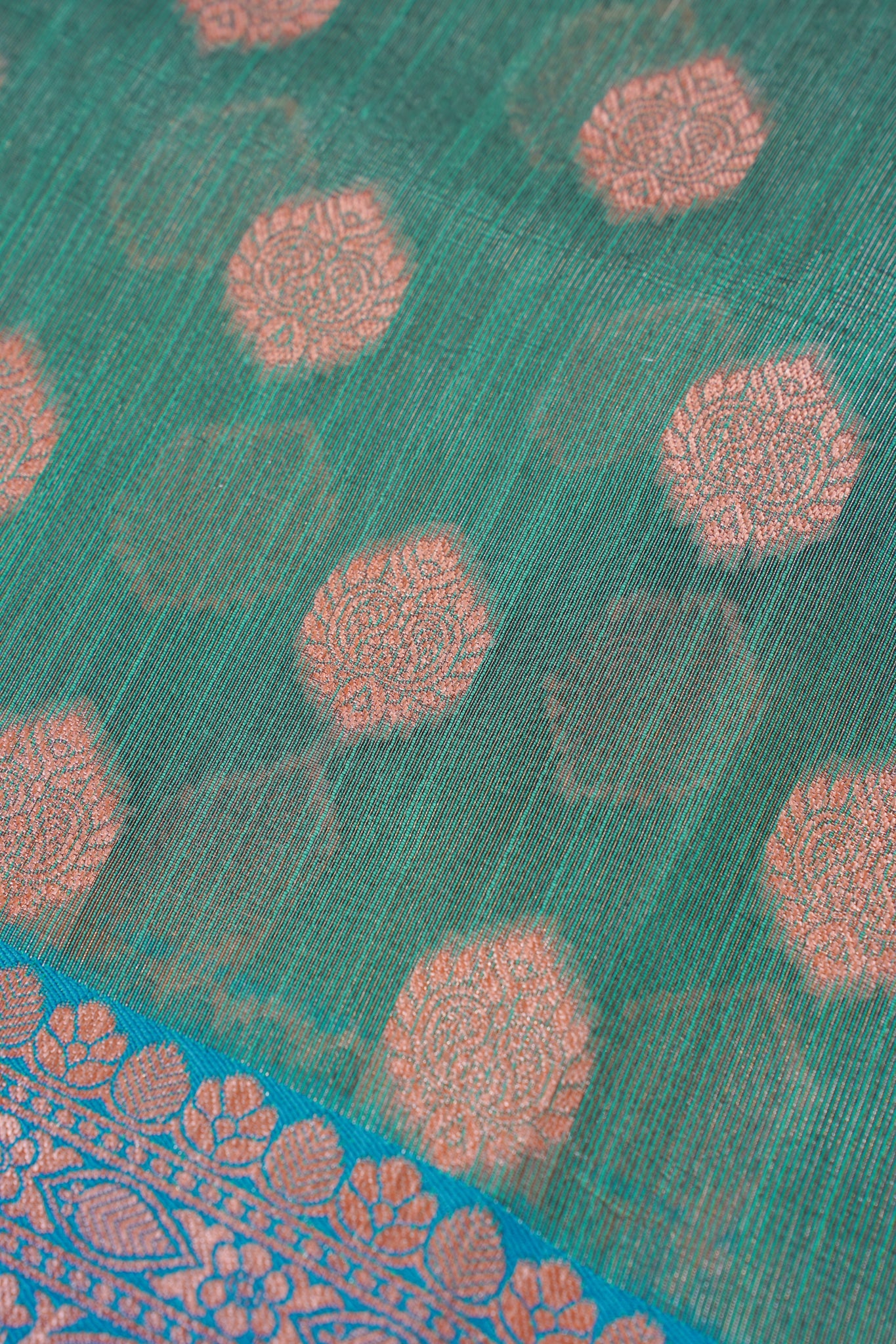 Green Banarasi Copper Buta Saree