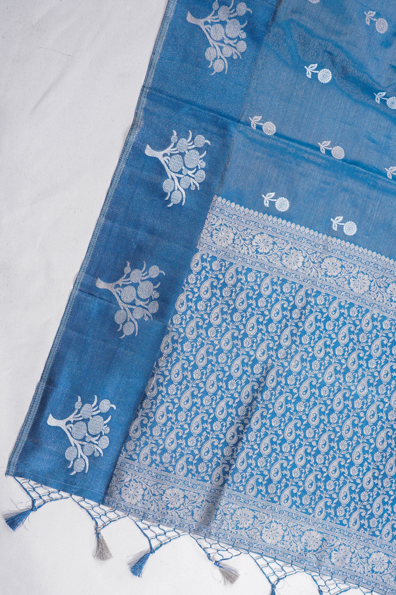 Blue Tissue Silk Saree