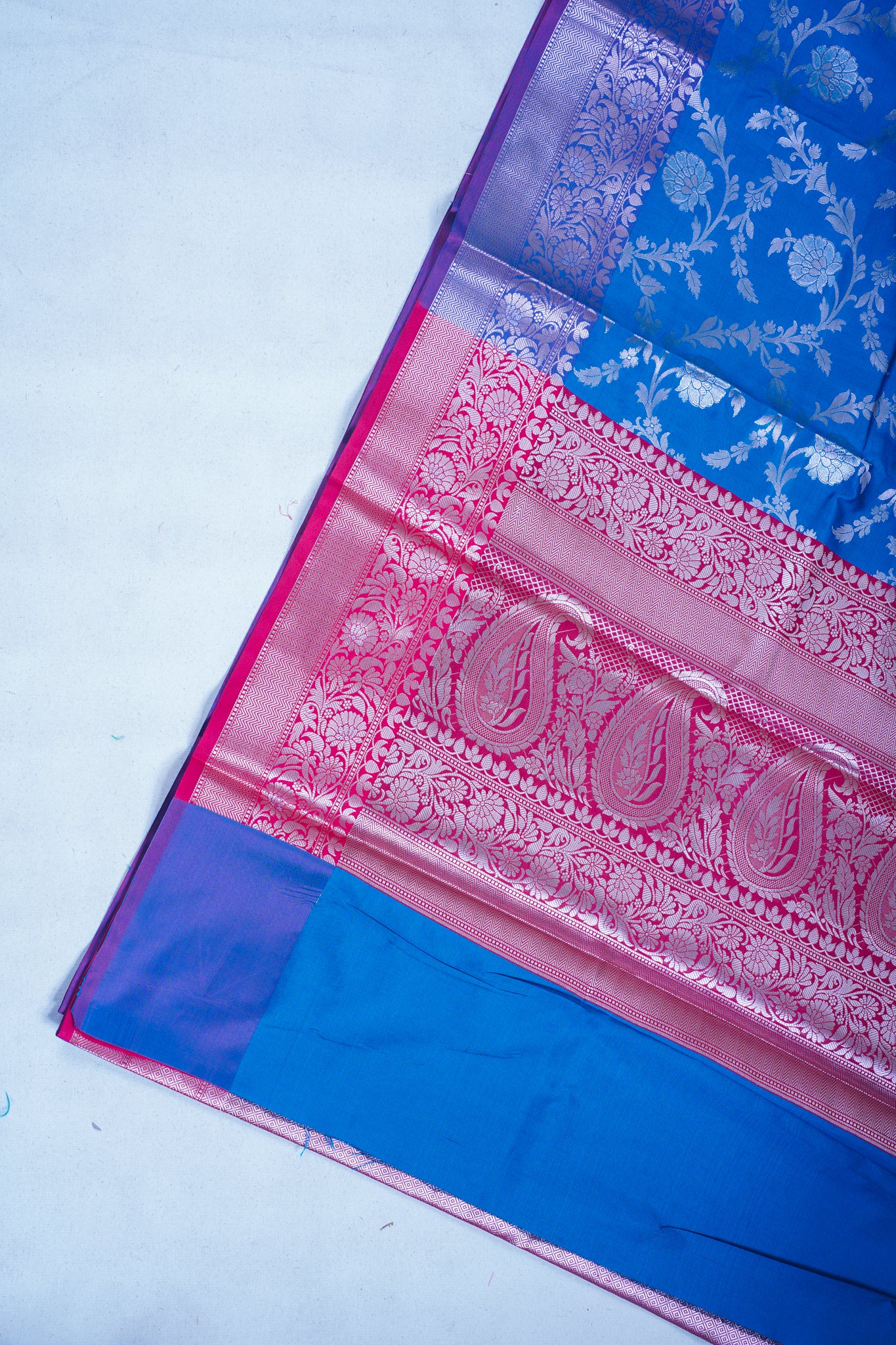 Sky Blue Banarasi Katan Alfi Jaal Saree