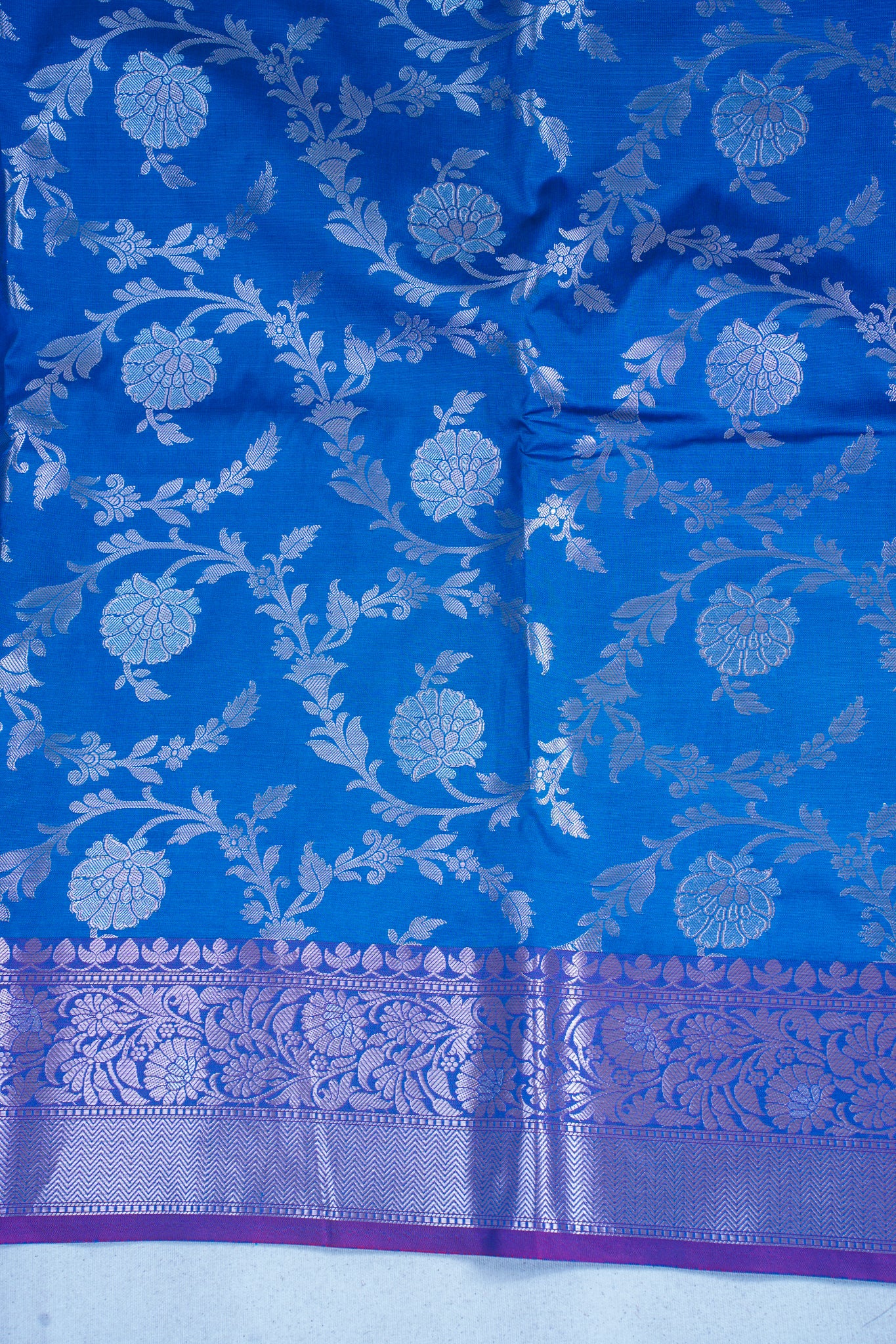 Sky Blue Banarasi Katan Alfi Jaal Saree