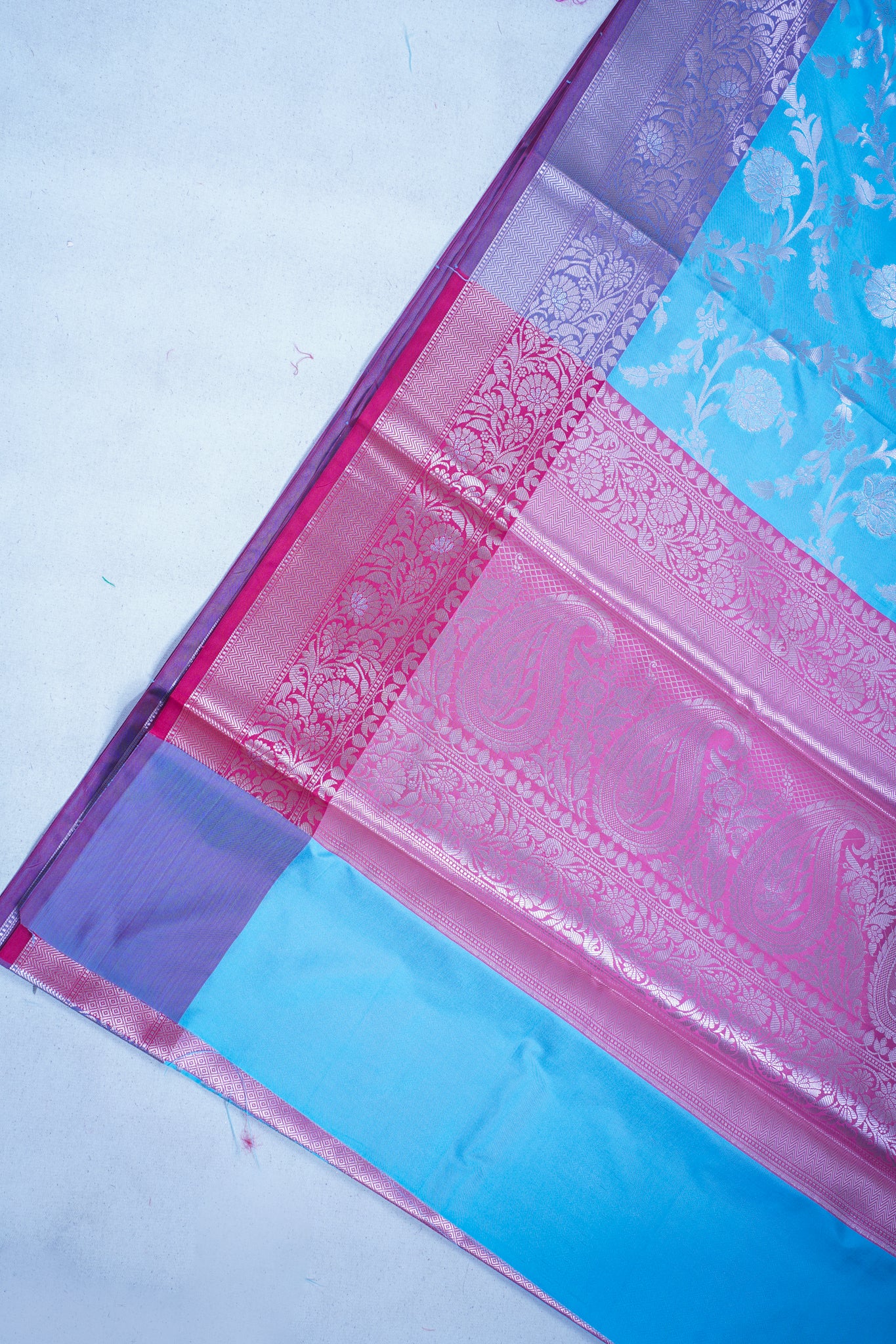Turquoise Blue Banarasi Katan Alfi Jaal Saree
