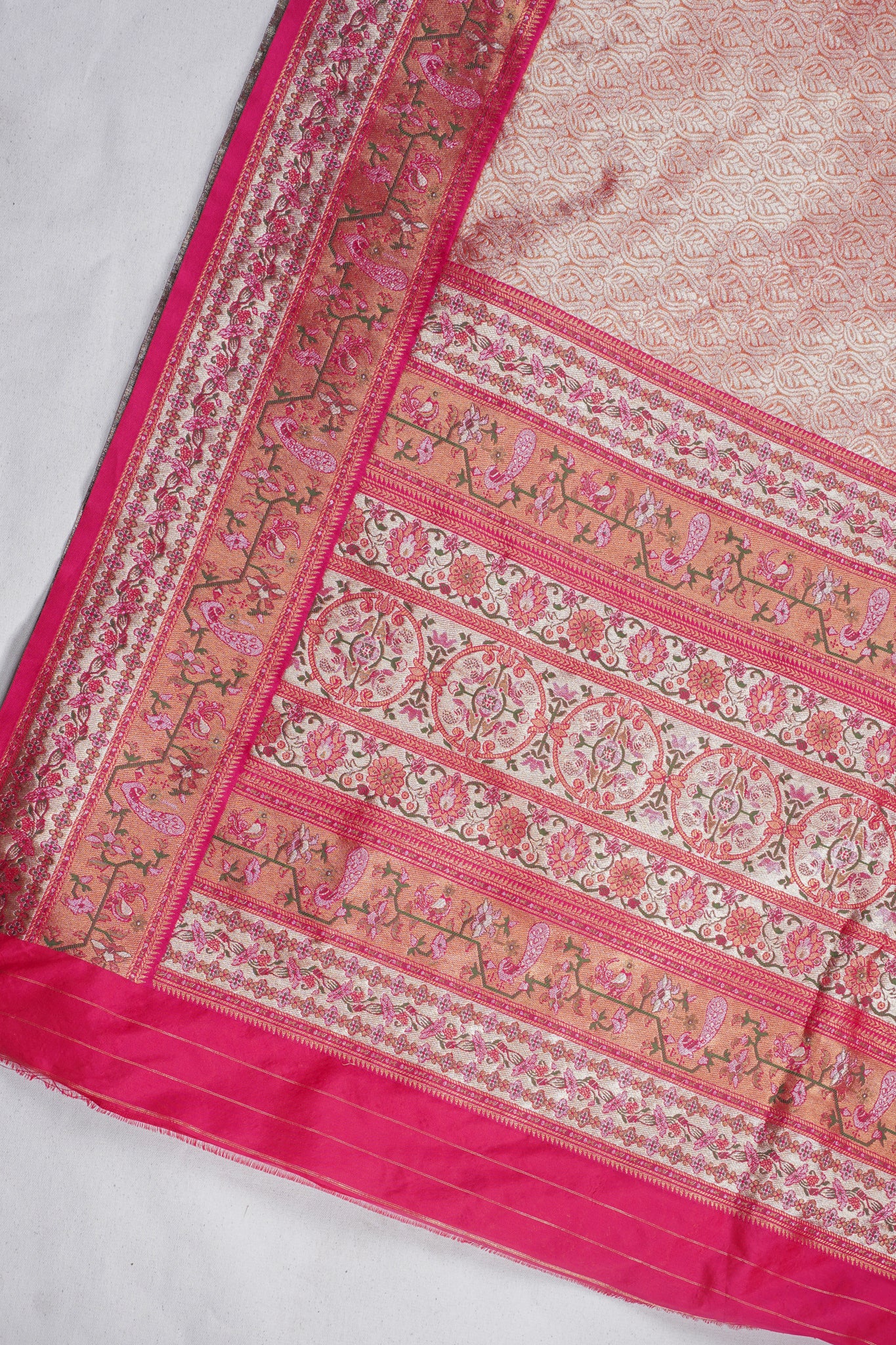 Rust Orange Brocade Banarasi Saree