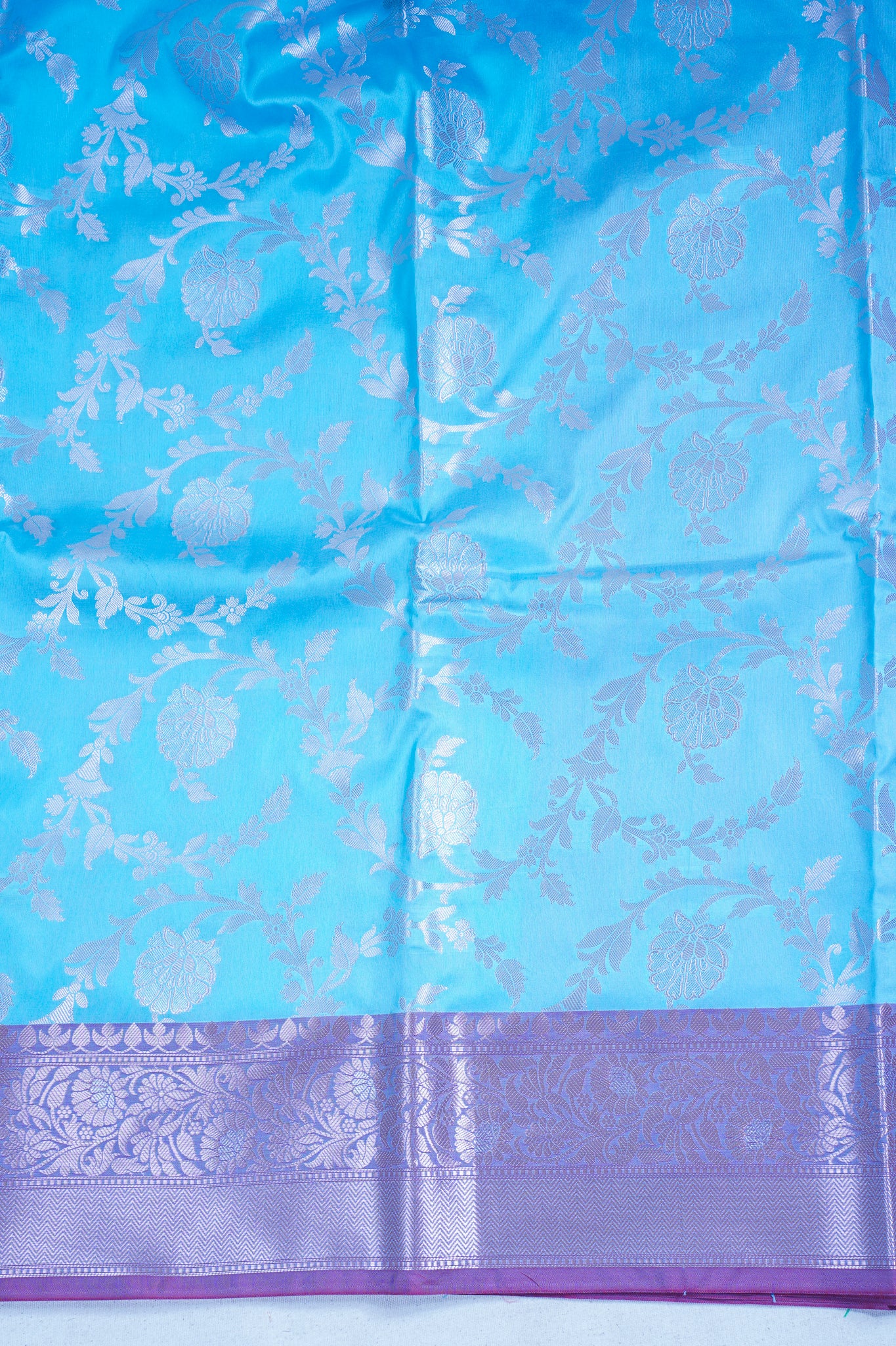 Turquoise Blue Banarasi Katan Alfi Jaal Saree