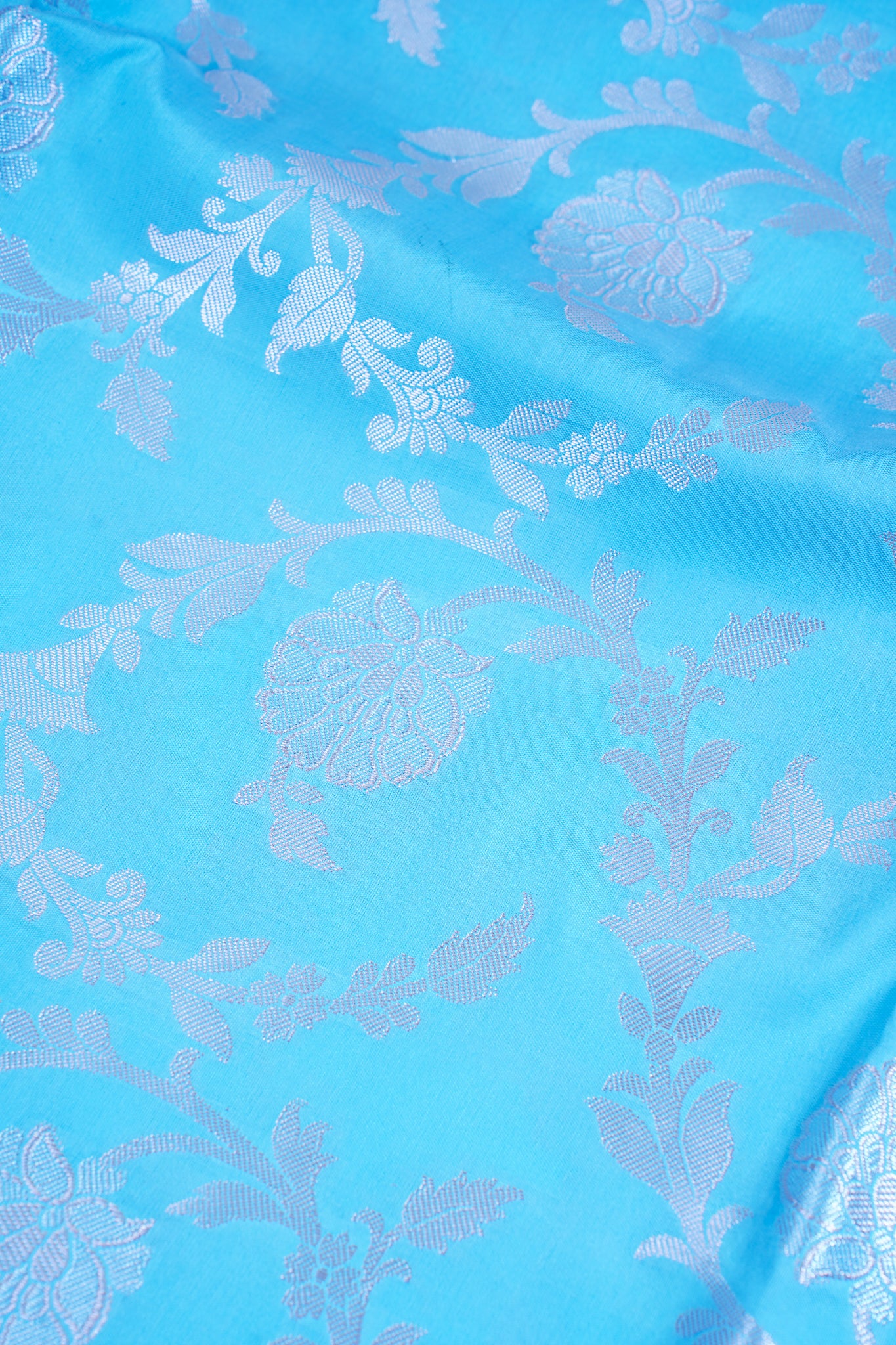 Turquoise Blue Banarasi Katan Alfi Jaal Saree