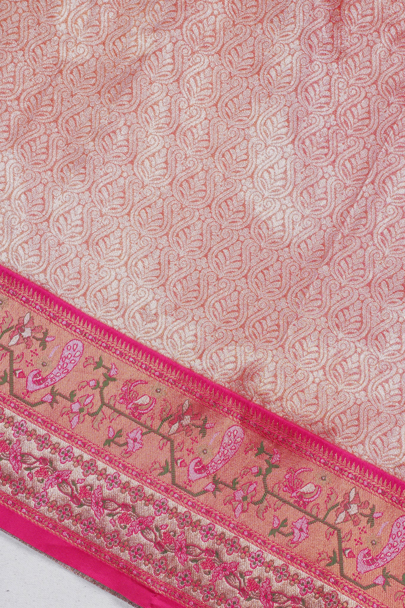 Rust Orange Brocade Banarasi Saree