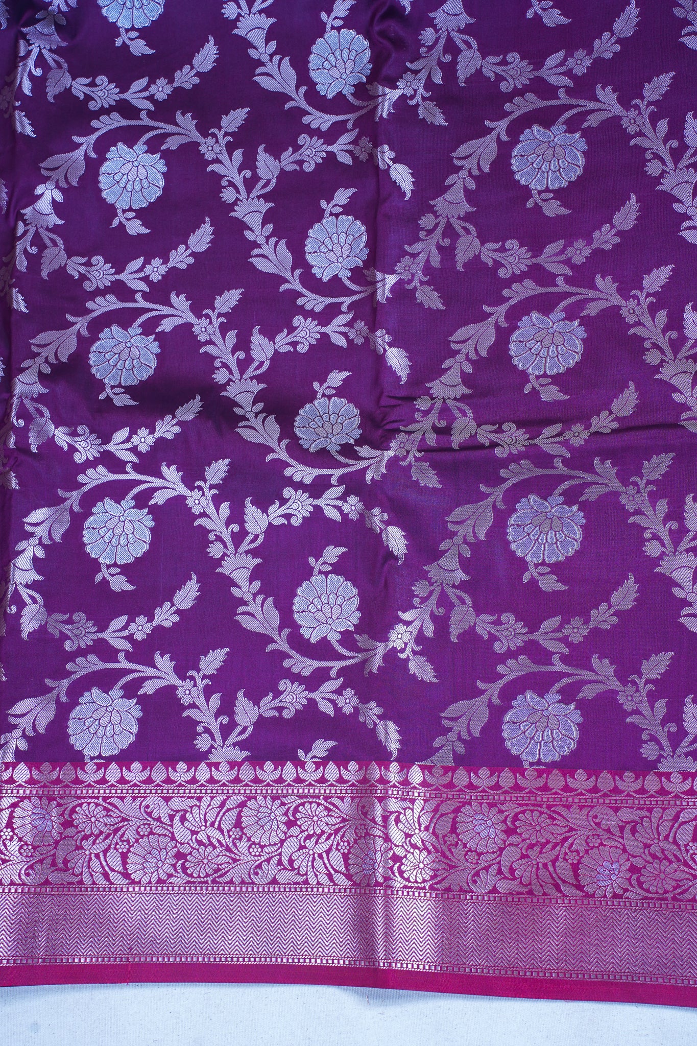 Wine Purple Banarasi Katan Alfi Jaal Saree
