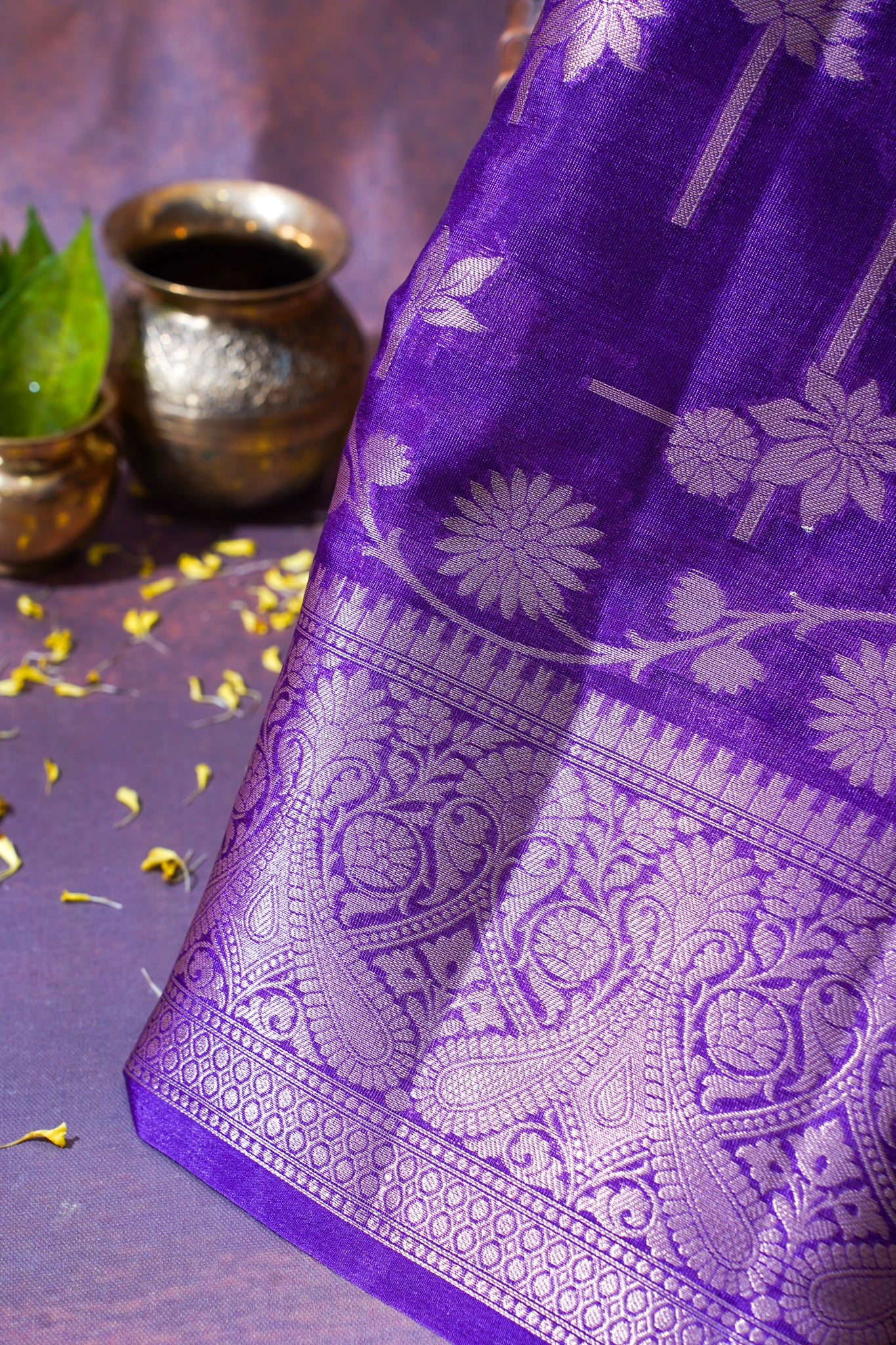Regal Purple Warm Silk Banarasi Buta Saree