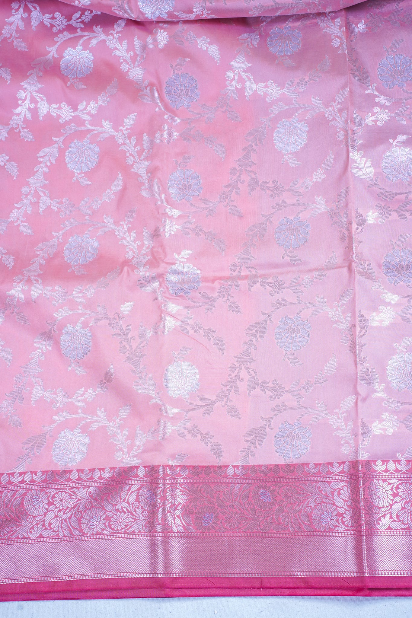 Peach Pink Banarasi Katan Alfi Jaal Saree