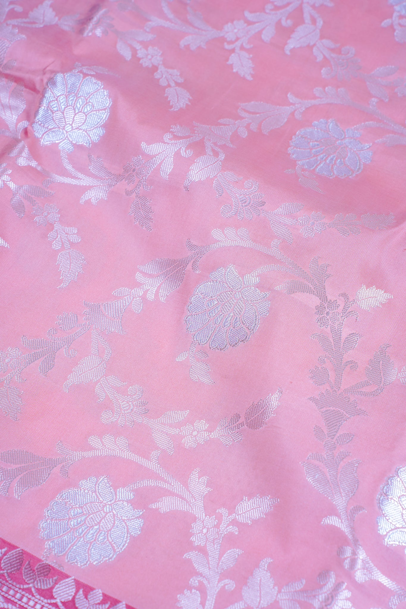 Peach Pink Banarasi Katan Alfi Jaal Saree