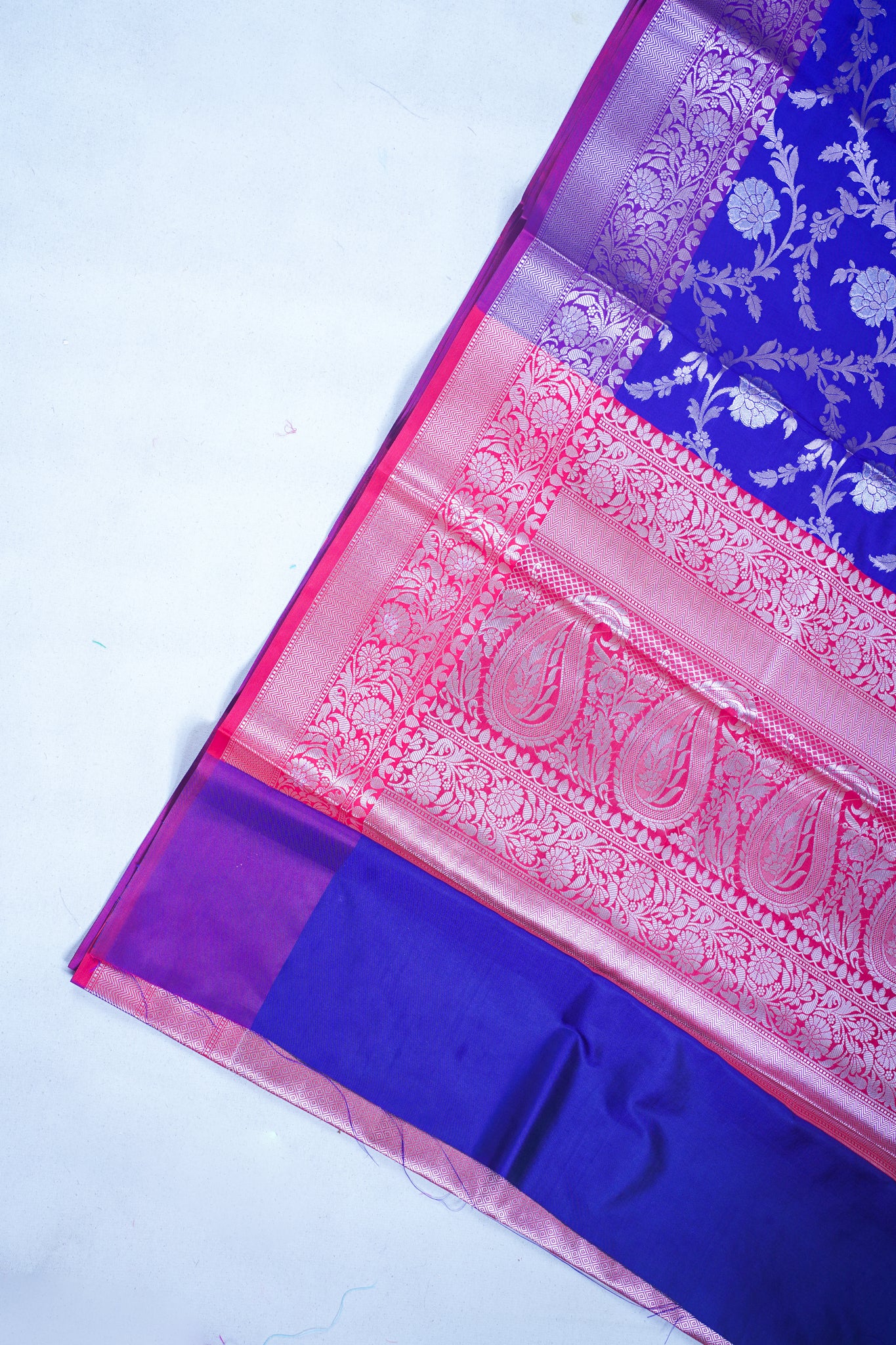Deep Blue Banarasi Katan Alfi Jaal Saree