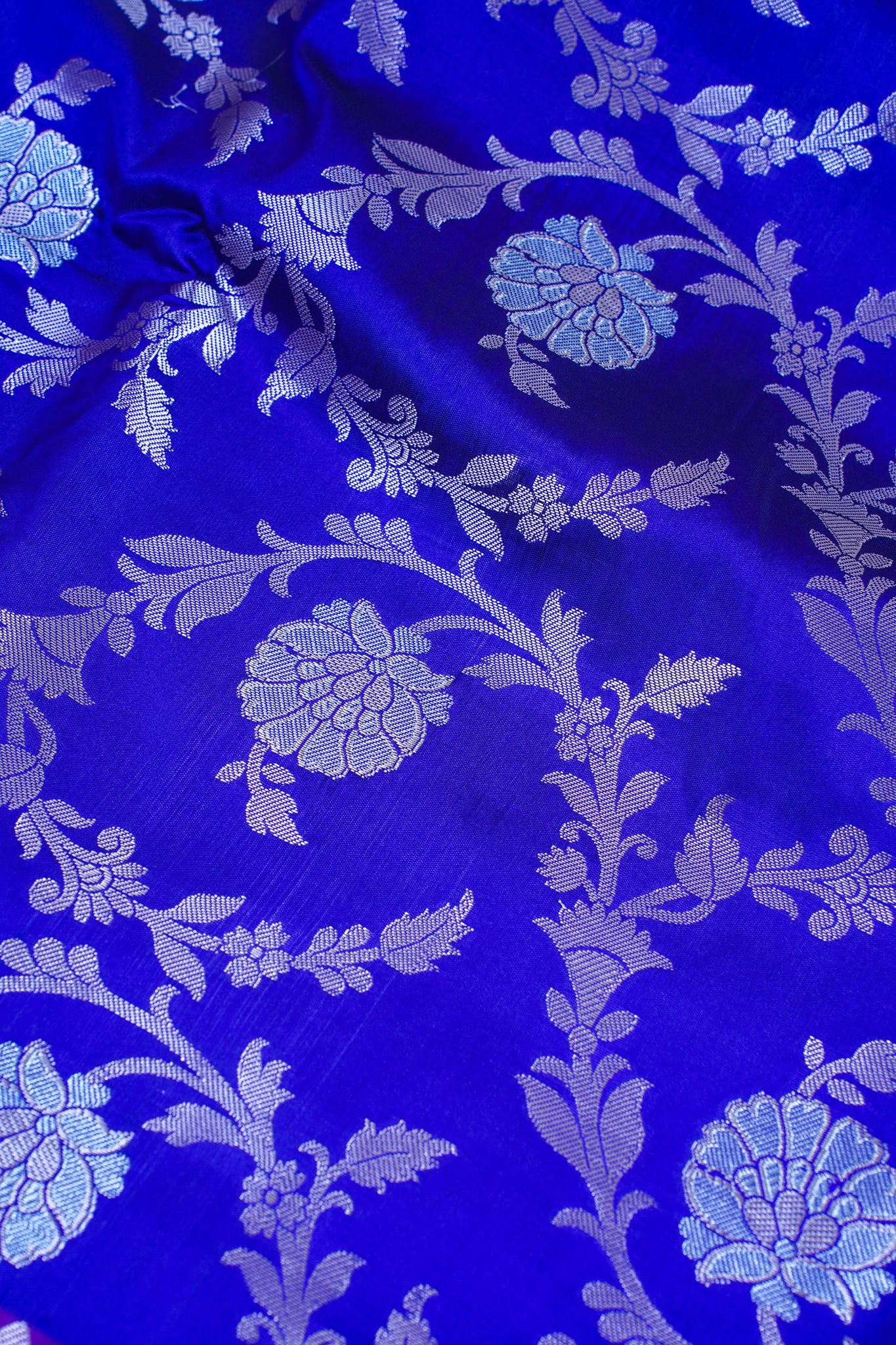 Deep Blue Banarasi Katan Alfi Jaal Saree