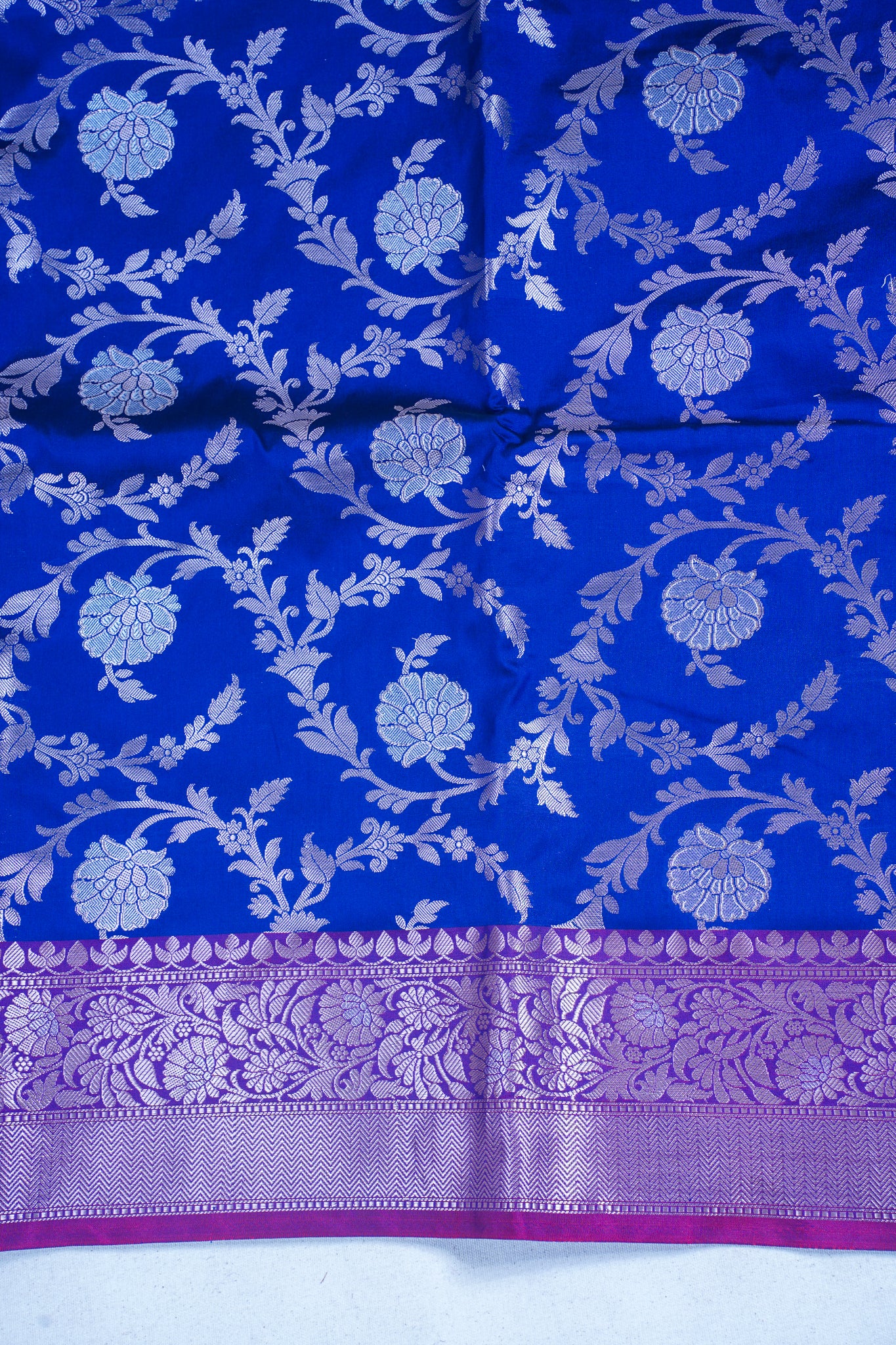 Royal Blue Banarasi Katan Alfi Jaal Saree