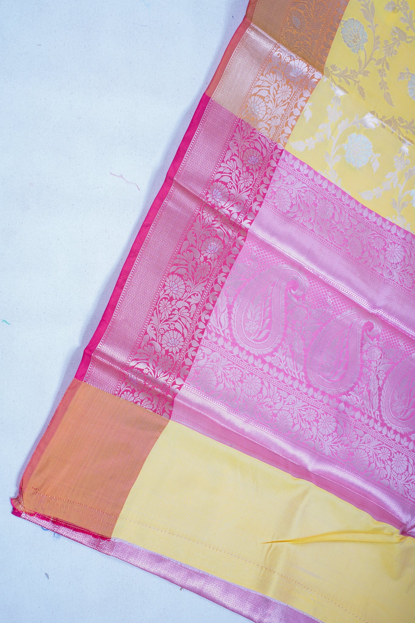 Yellow Banarasi Katan Alfi Jaal Saree