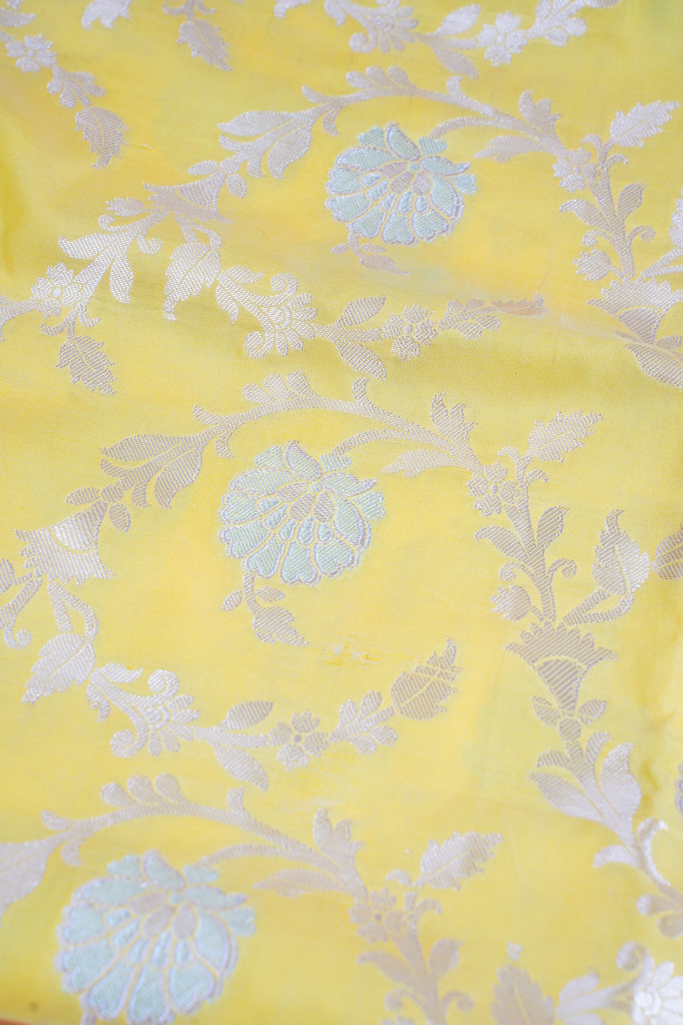 Yellow Banarasi Katan Alfi Jaal Saree