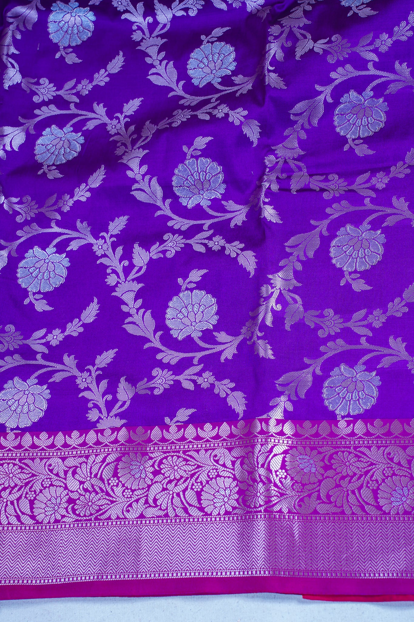 Purple Banarasi Katan Alfi Jaal Saree