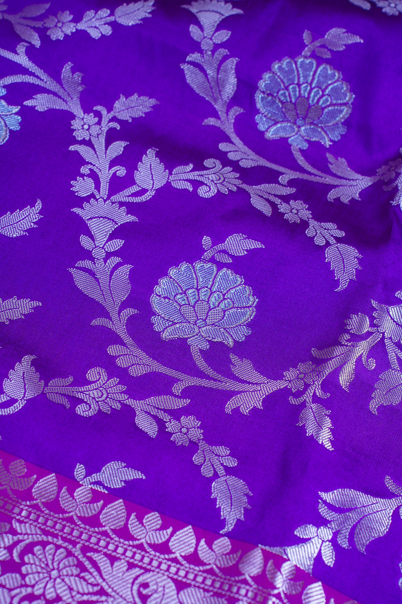 Purple Banarasi Katan Alfi Jaal Saree