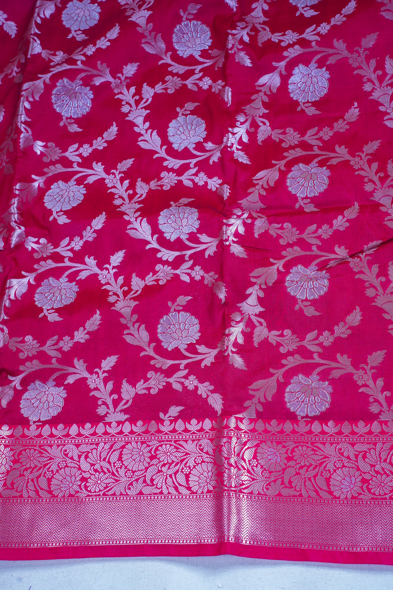 Red Banarasi Katan Alfi Jaal Saree