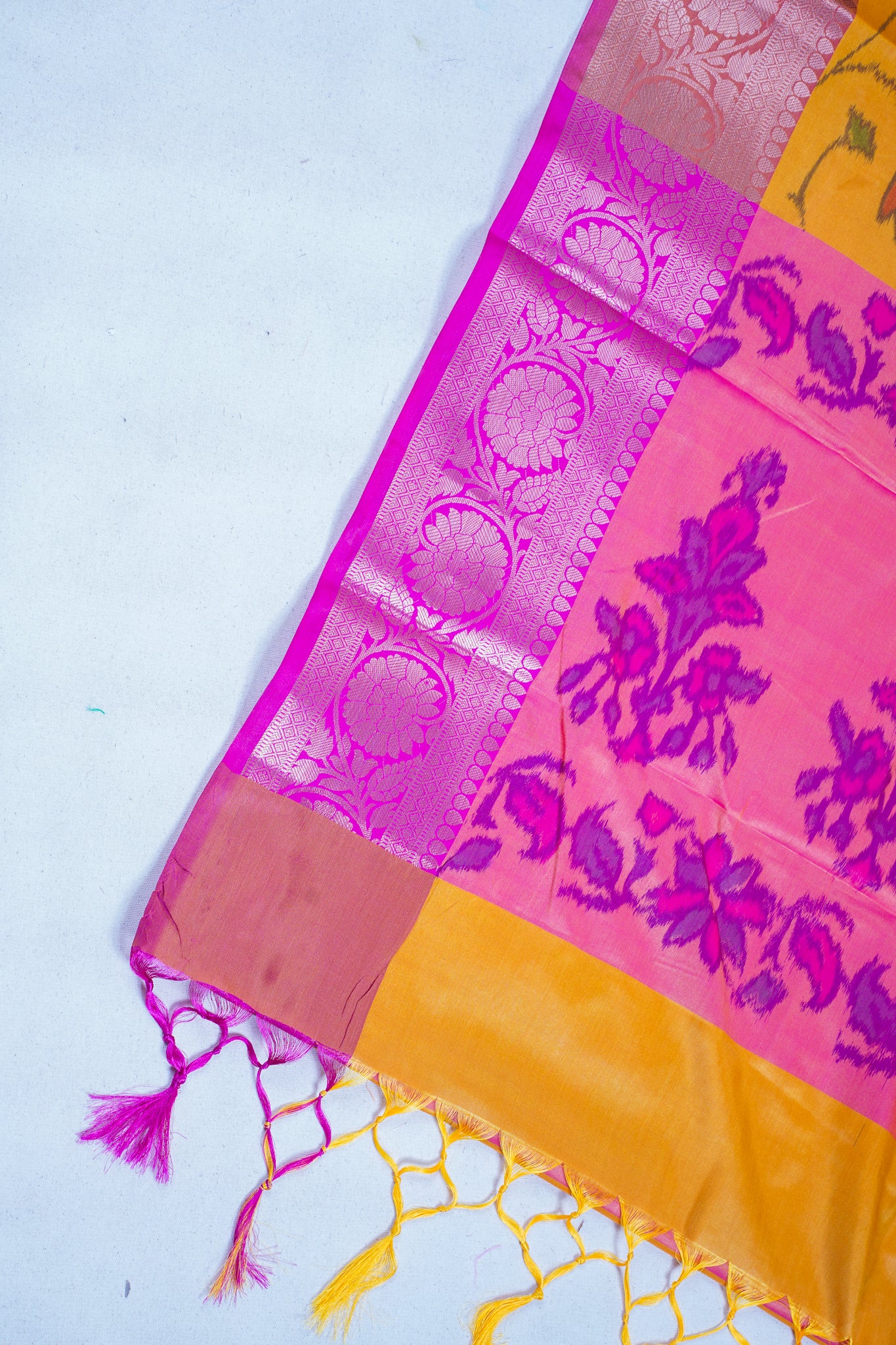 Yellow Banarasi Pothampalli Saree
