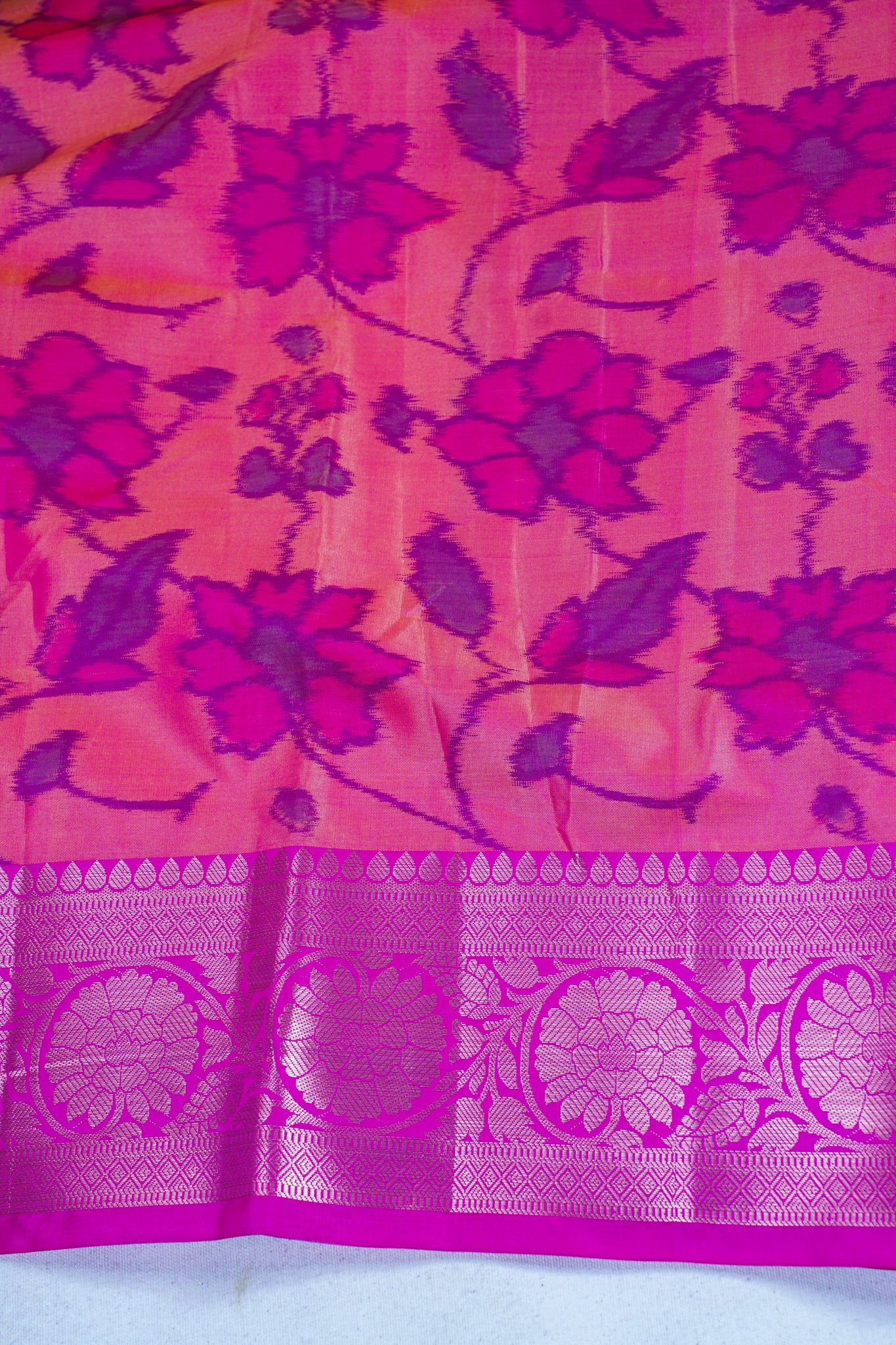 Peach Banarasi Pothampalli Saree