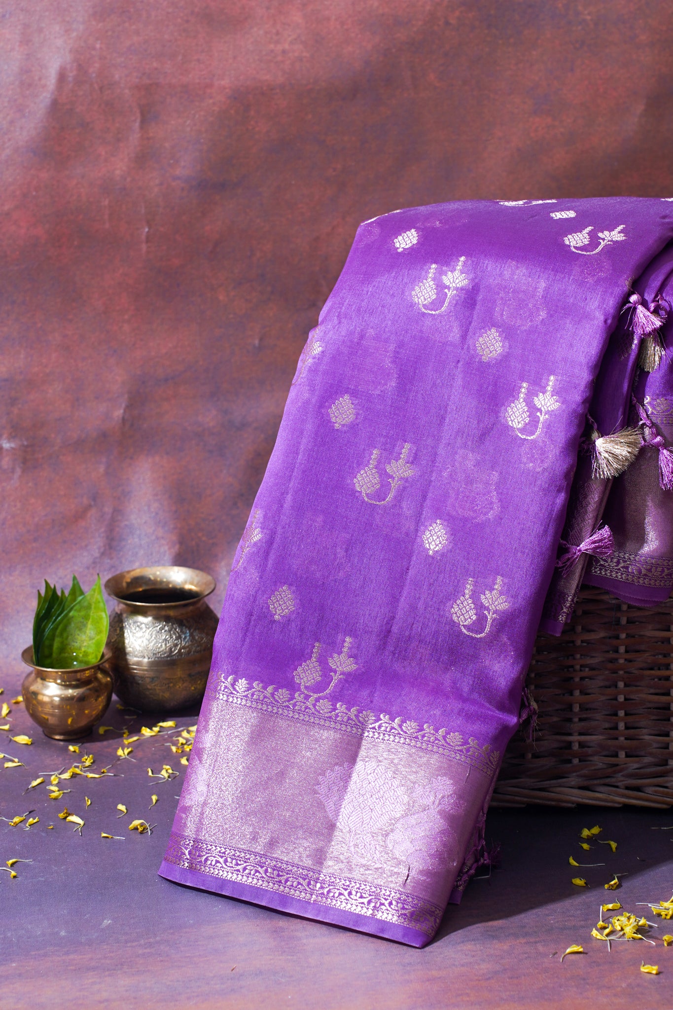 Purple Warm Silk Banarasi Buta Saree