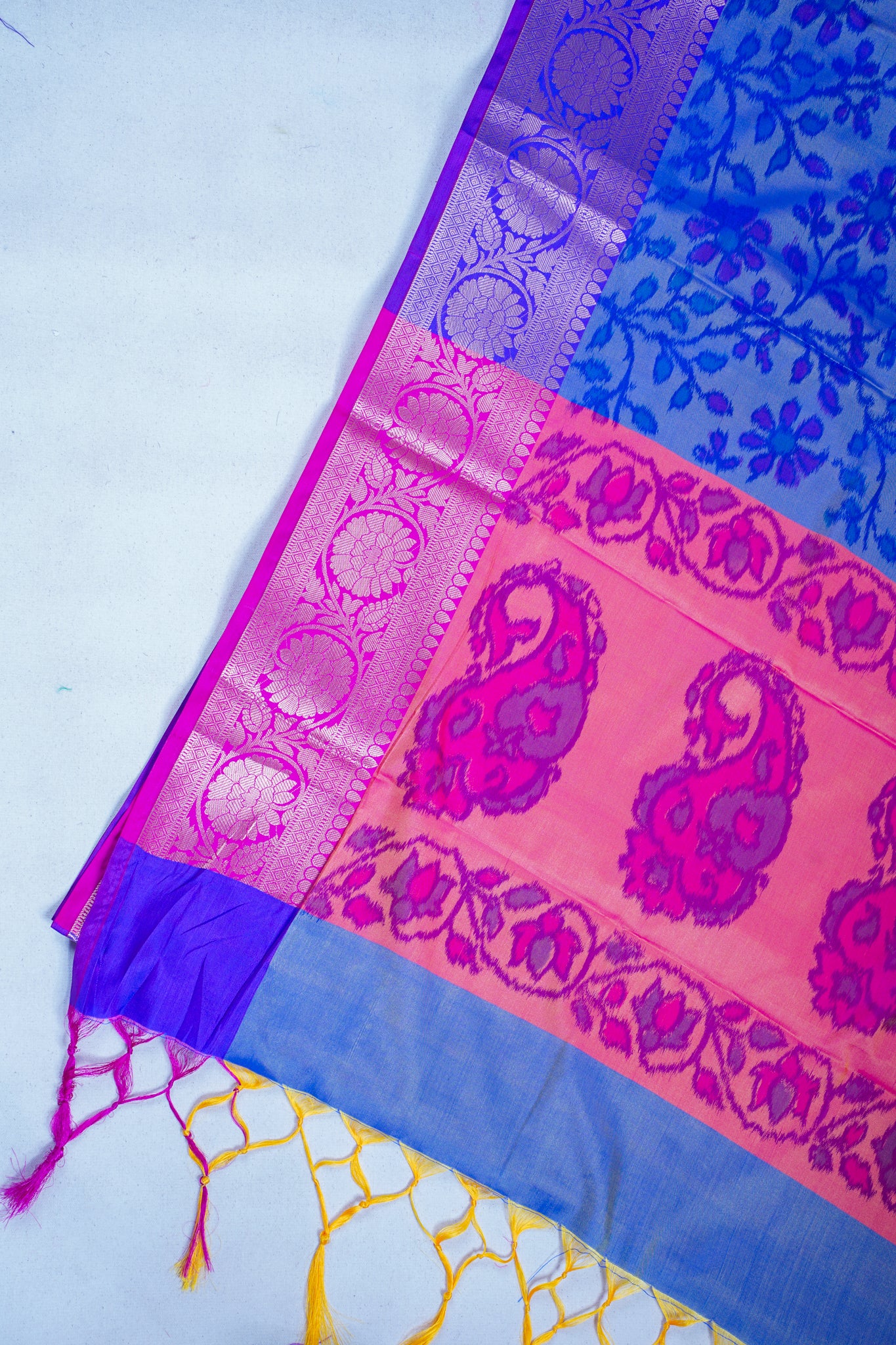 Royal Blue Orange Banarasi Pothampalli Saree