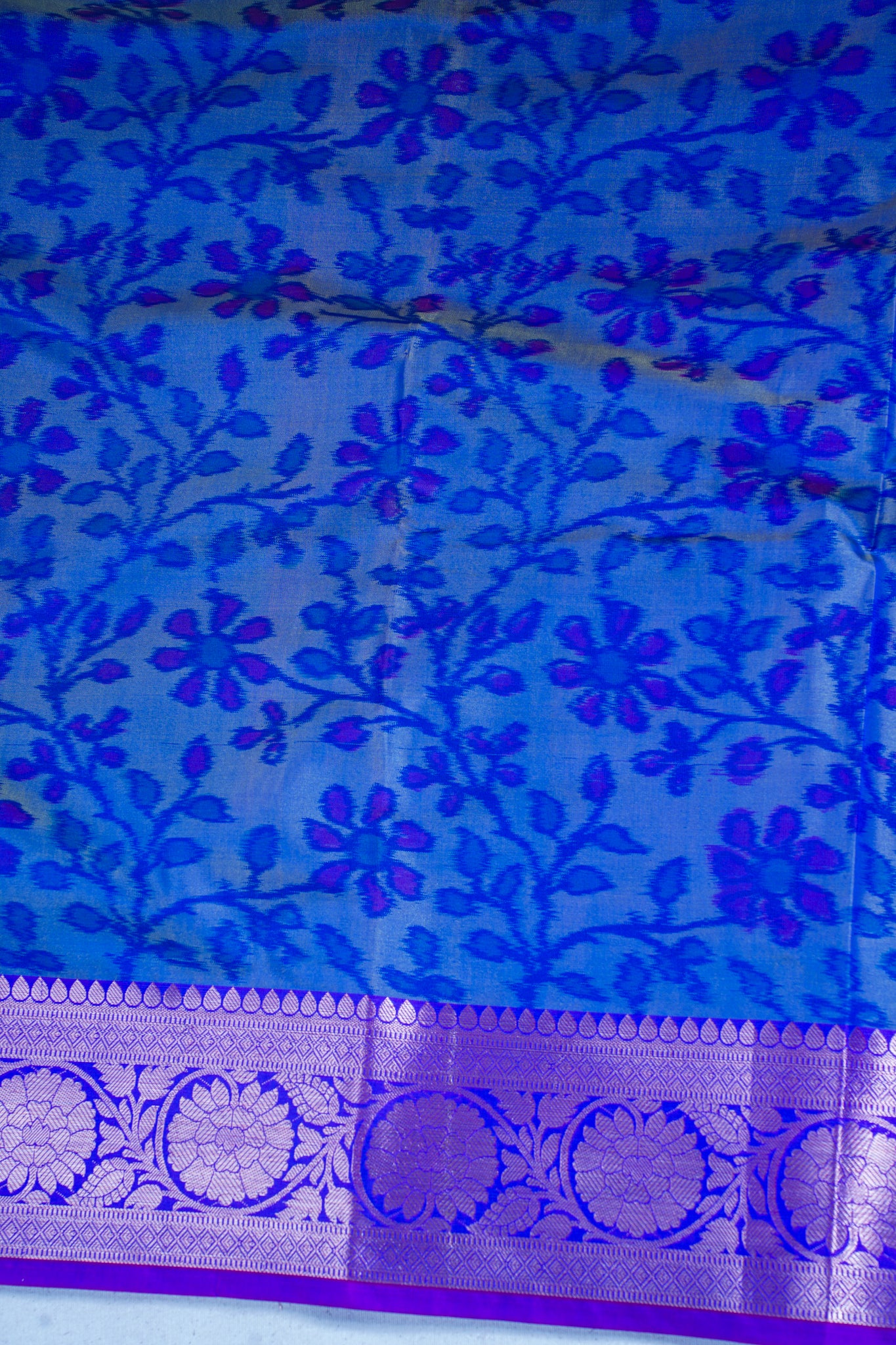 Royal Blue Orange Banarasi Pothampalli Saree