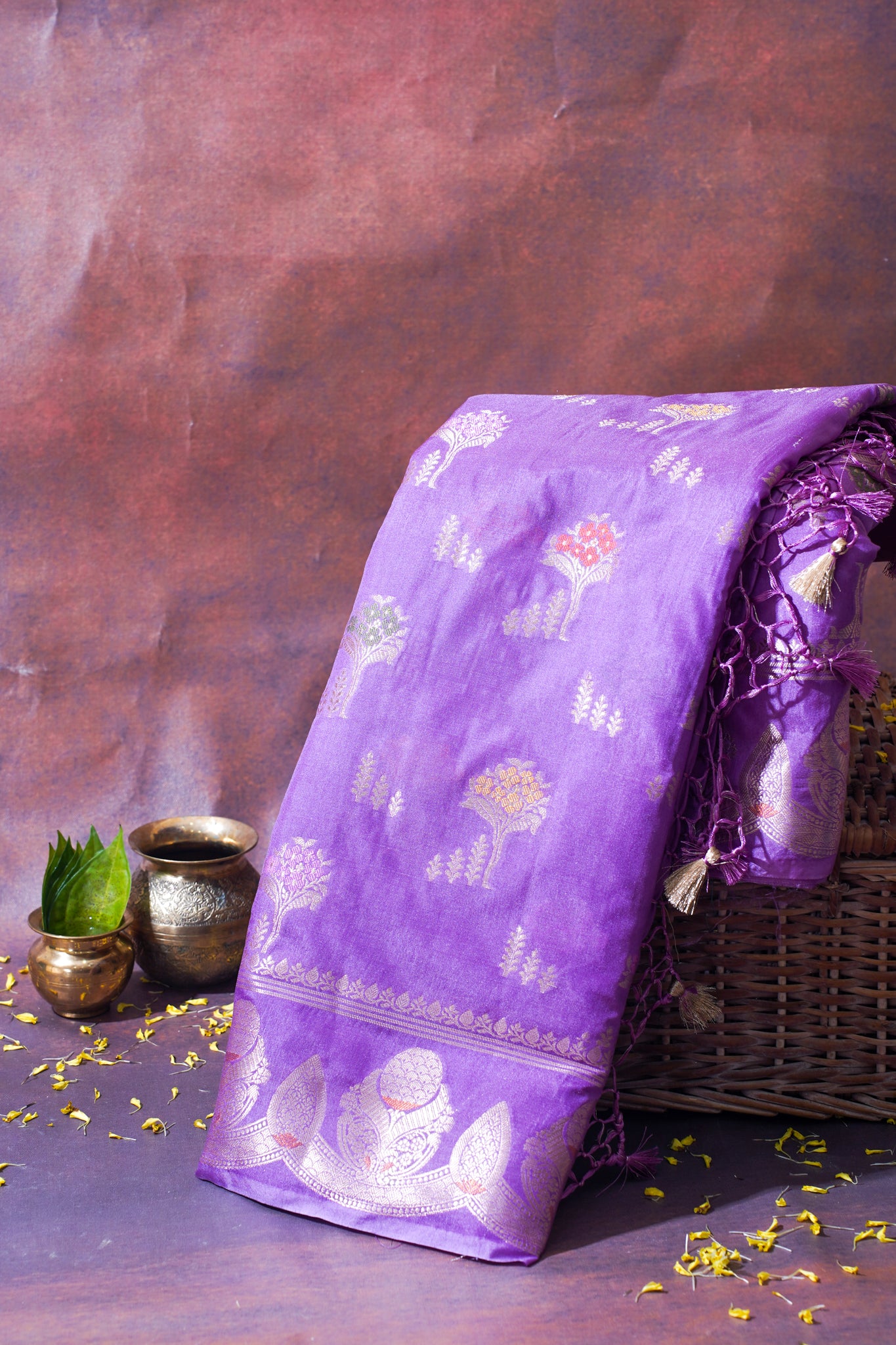 Lavender Warm Silk Banarasi Minakari Buta Saree