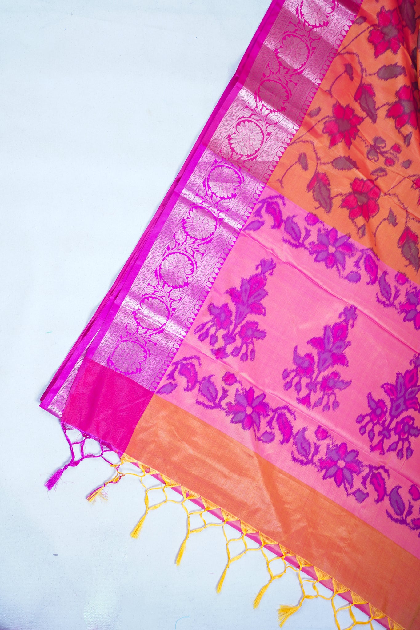 Orange Banarasi Pothampalli Saree