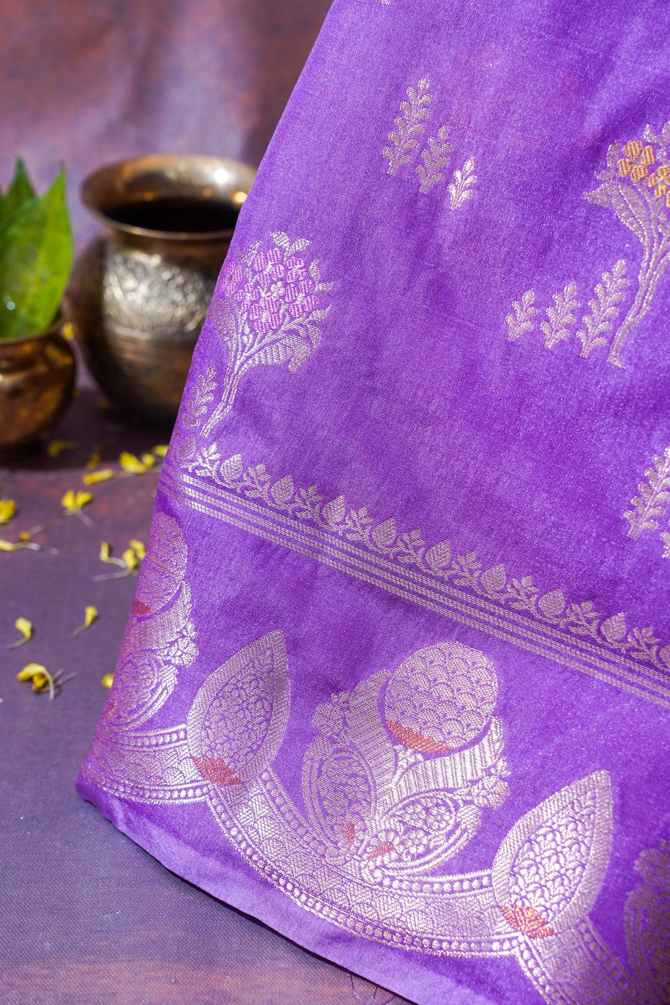 Lavender Warm Silk Banarasi Minakari Buta Saree