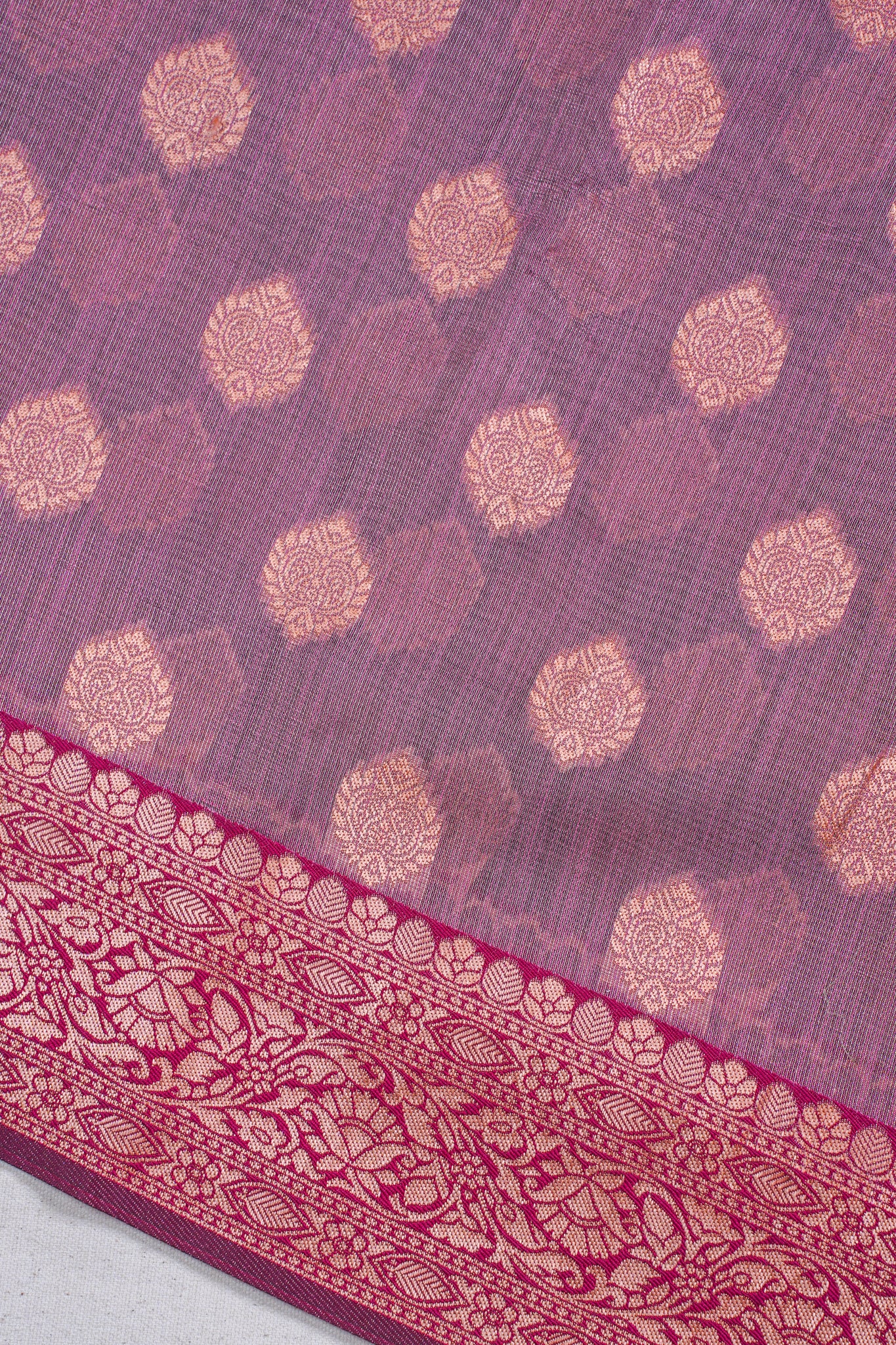 Maroon Banarasi Copper Buta Saree