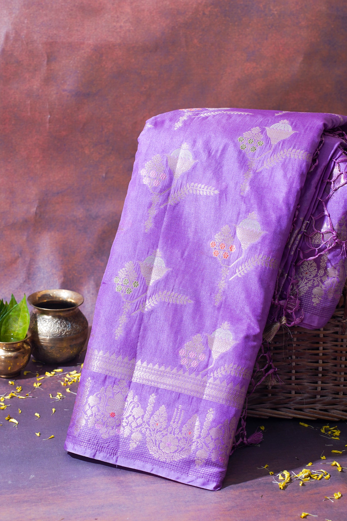 Lavender Warm Silk Banarasi Minakari Buta Saree