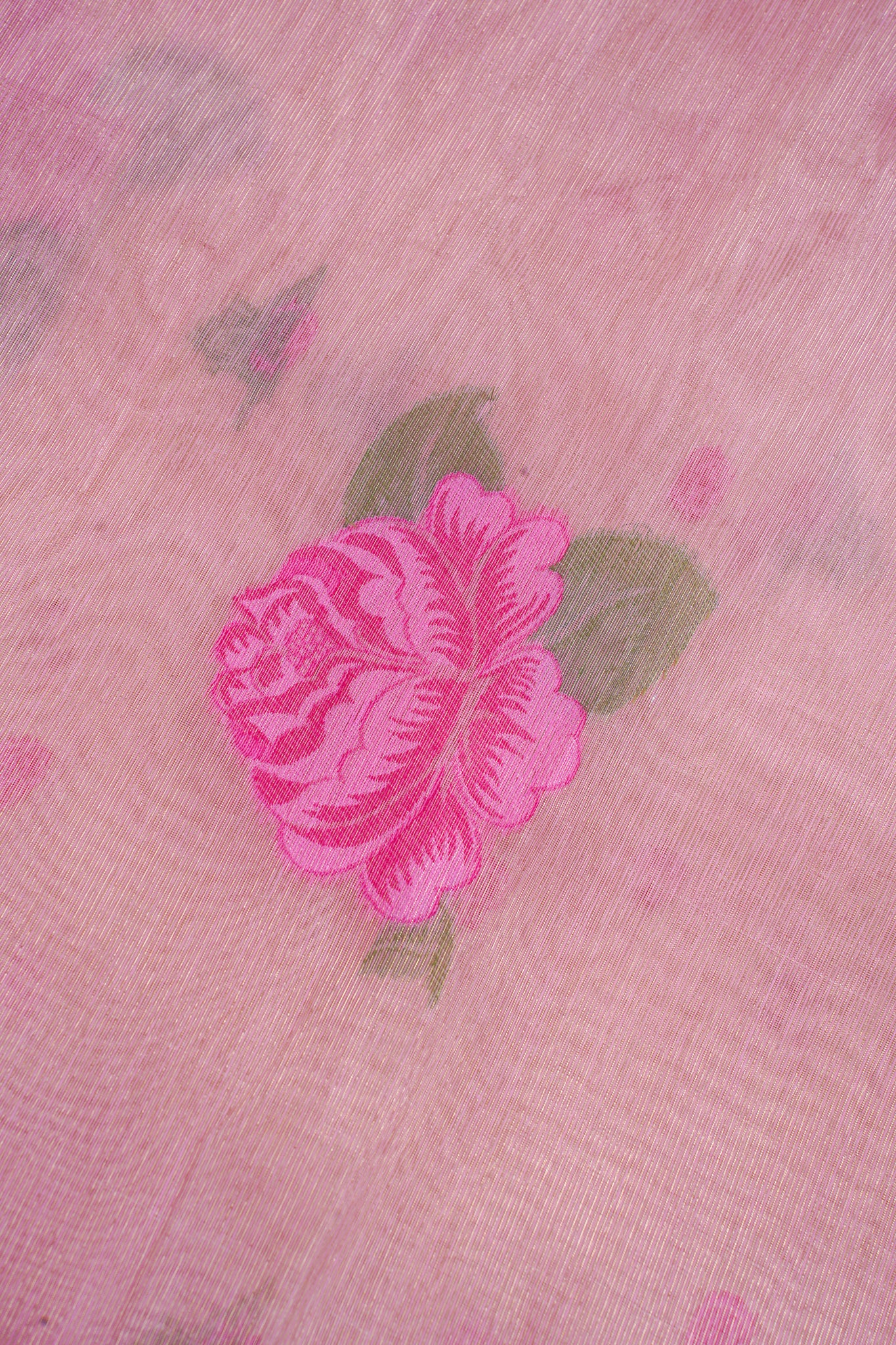 Peach-Pink Linen Silk Minakari Saree
