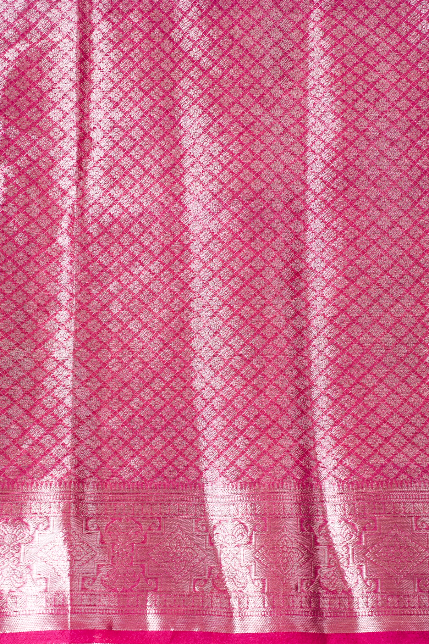 Rani Pink Organza Banarasi Jaal Weaving Saree