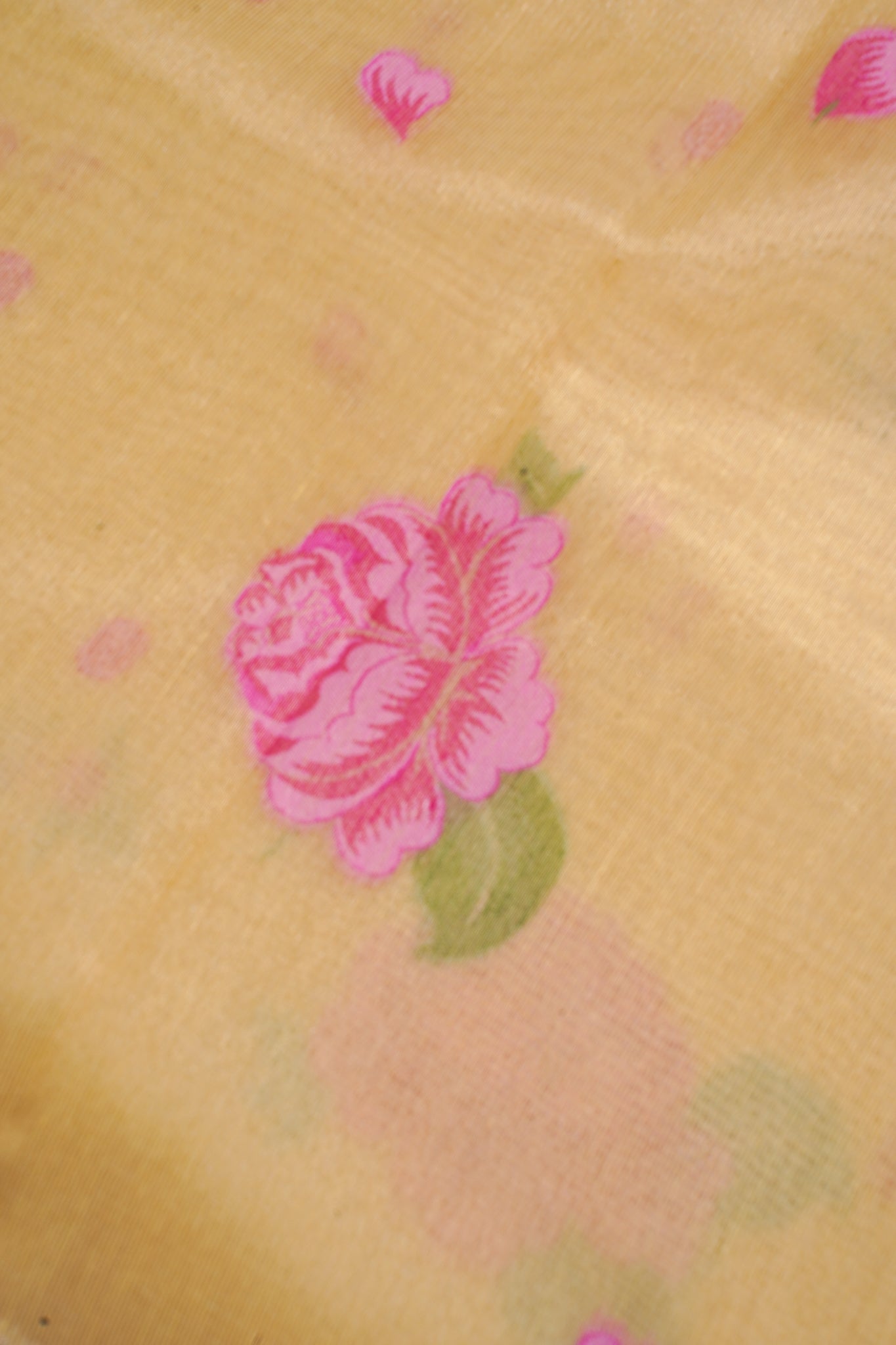 Yellow Linen Silk Minakari Saree