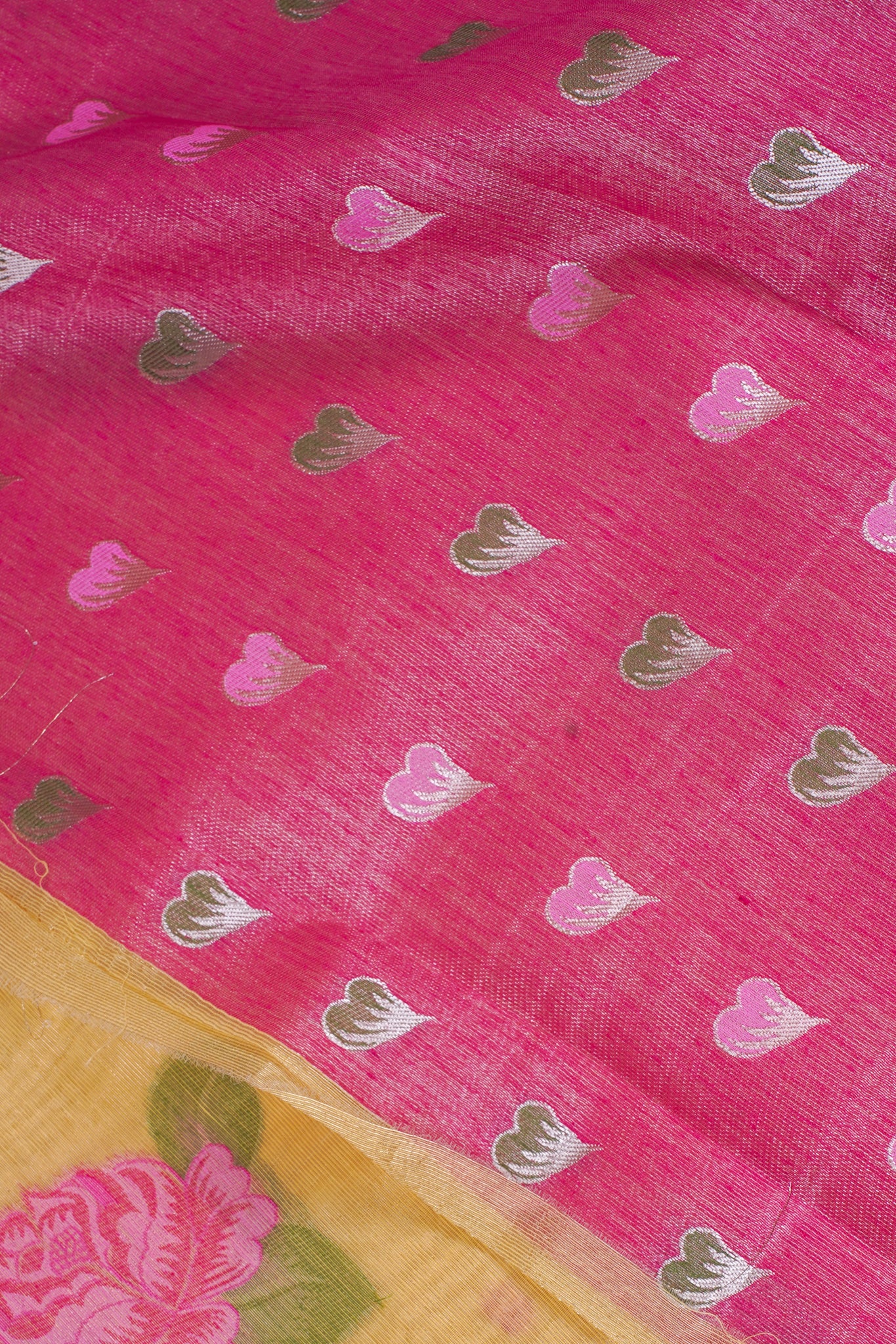 Yellow Linen Silk Minakari Saree
