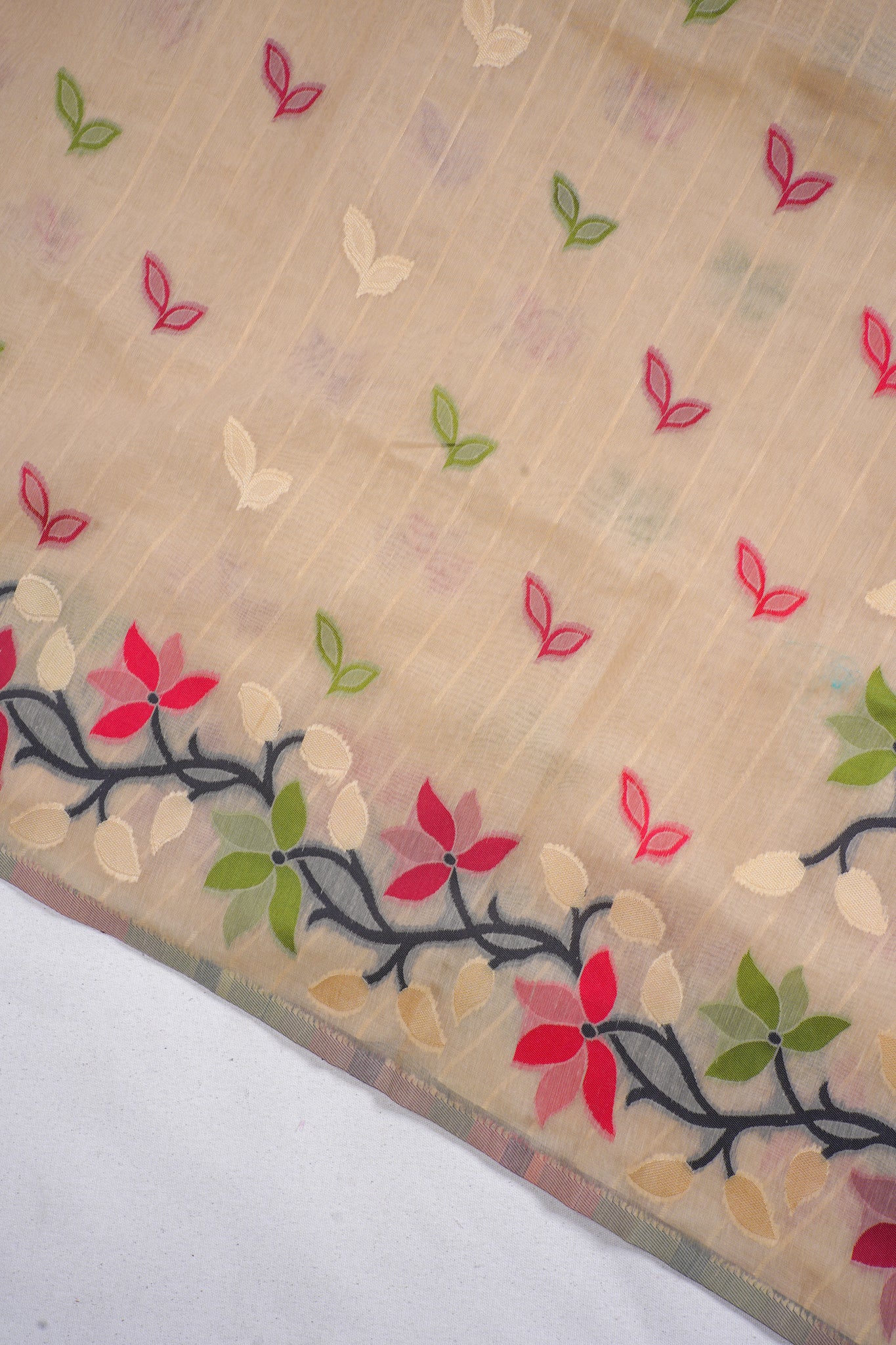 Beige Cotton Jamdani Saree