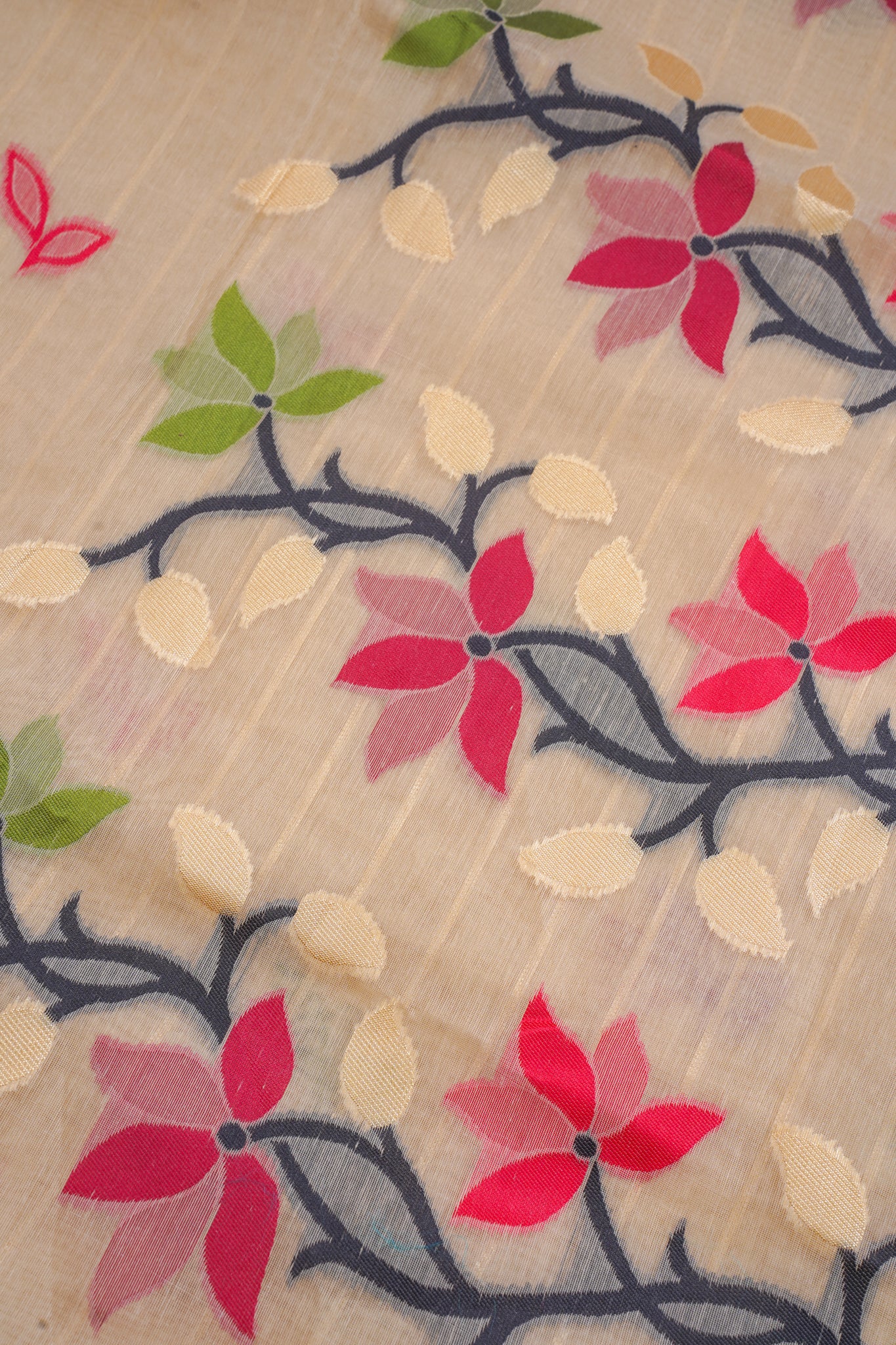 Beige Cotton Jamdani Saree