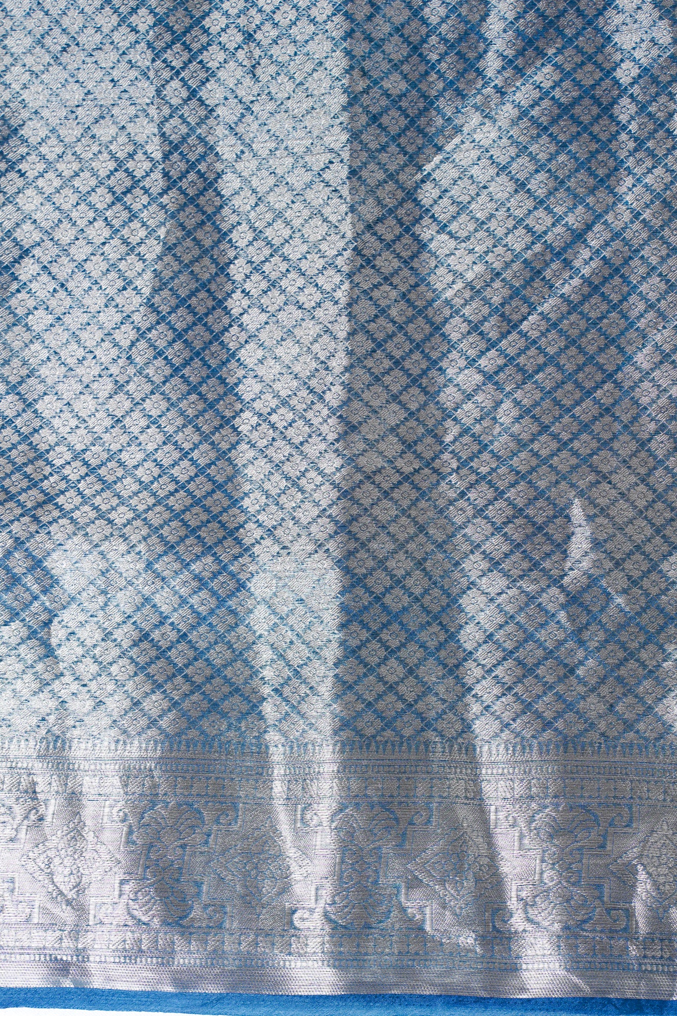 Royal Blue Organza Banarasi Jaal Weaving Saree