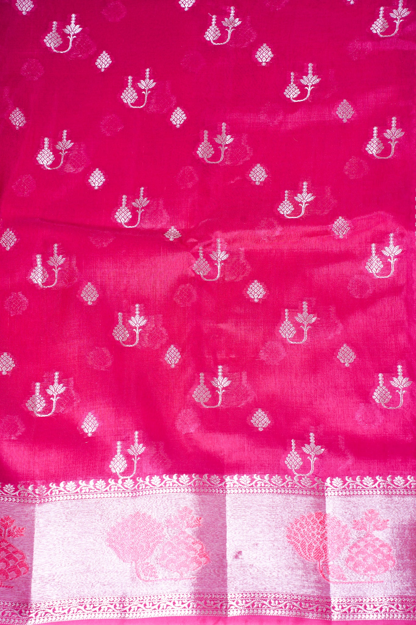 Rani Pink Warm Silk Banarasi Buta Saree