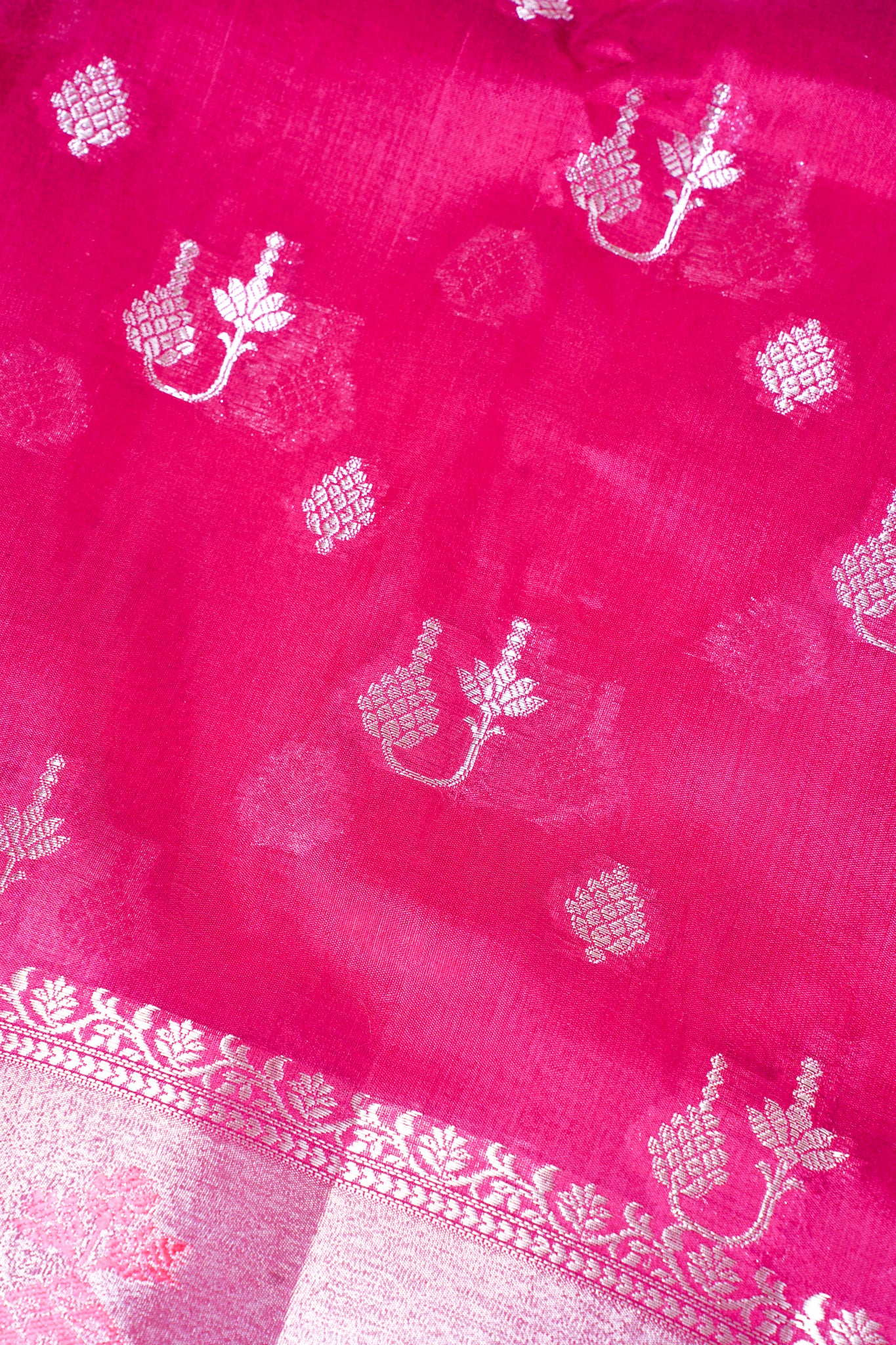 Rani Pink Warm Silk Banarasi Buta Saree