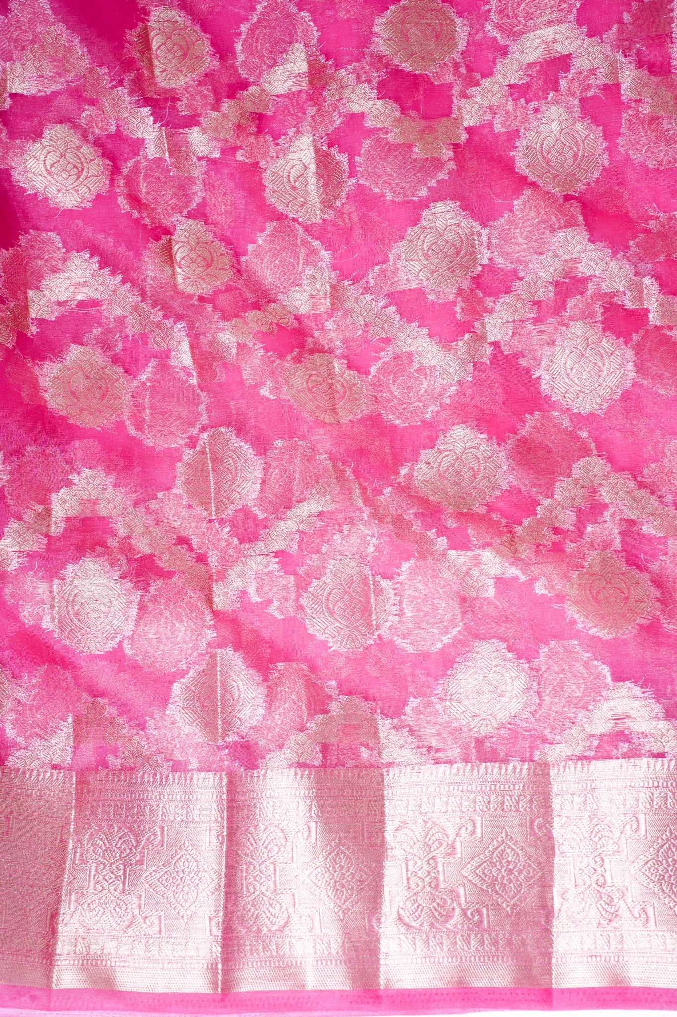 Pink Organza Banarasi Jaal Weaving Saree