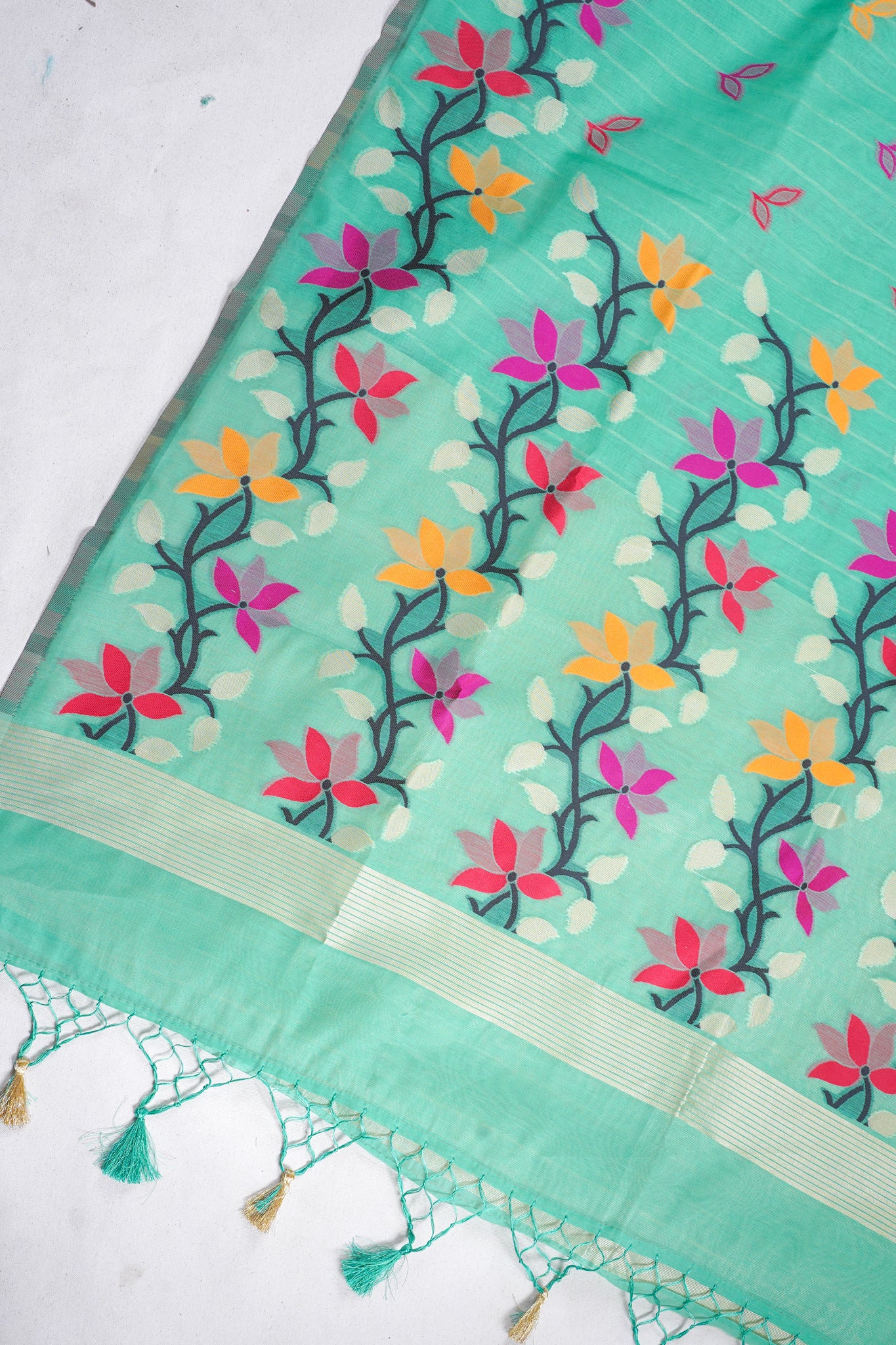 Green Cotton Jamdani Saree