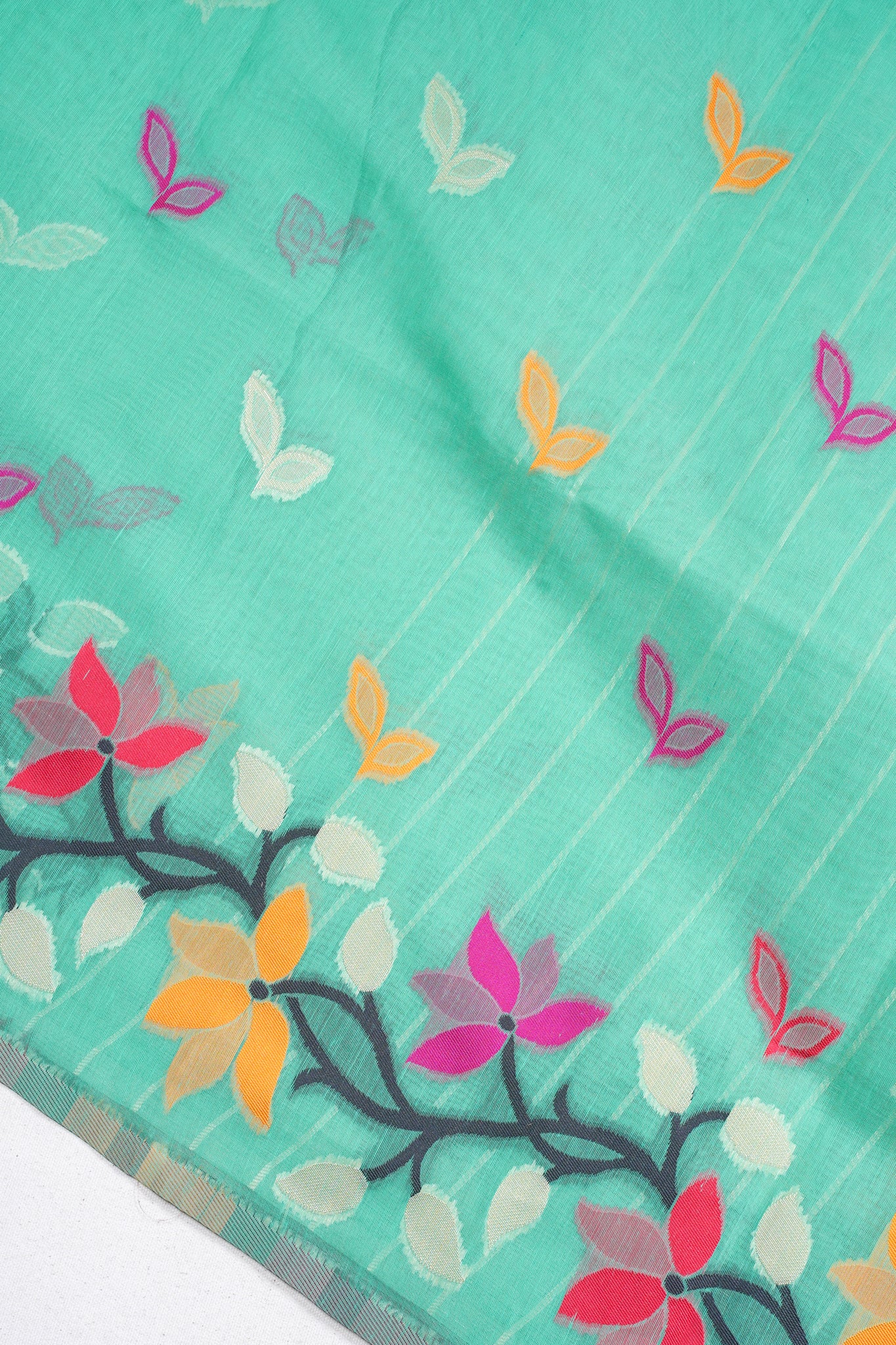 Green Cotton Jamdani Saree