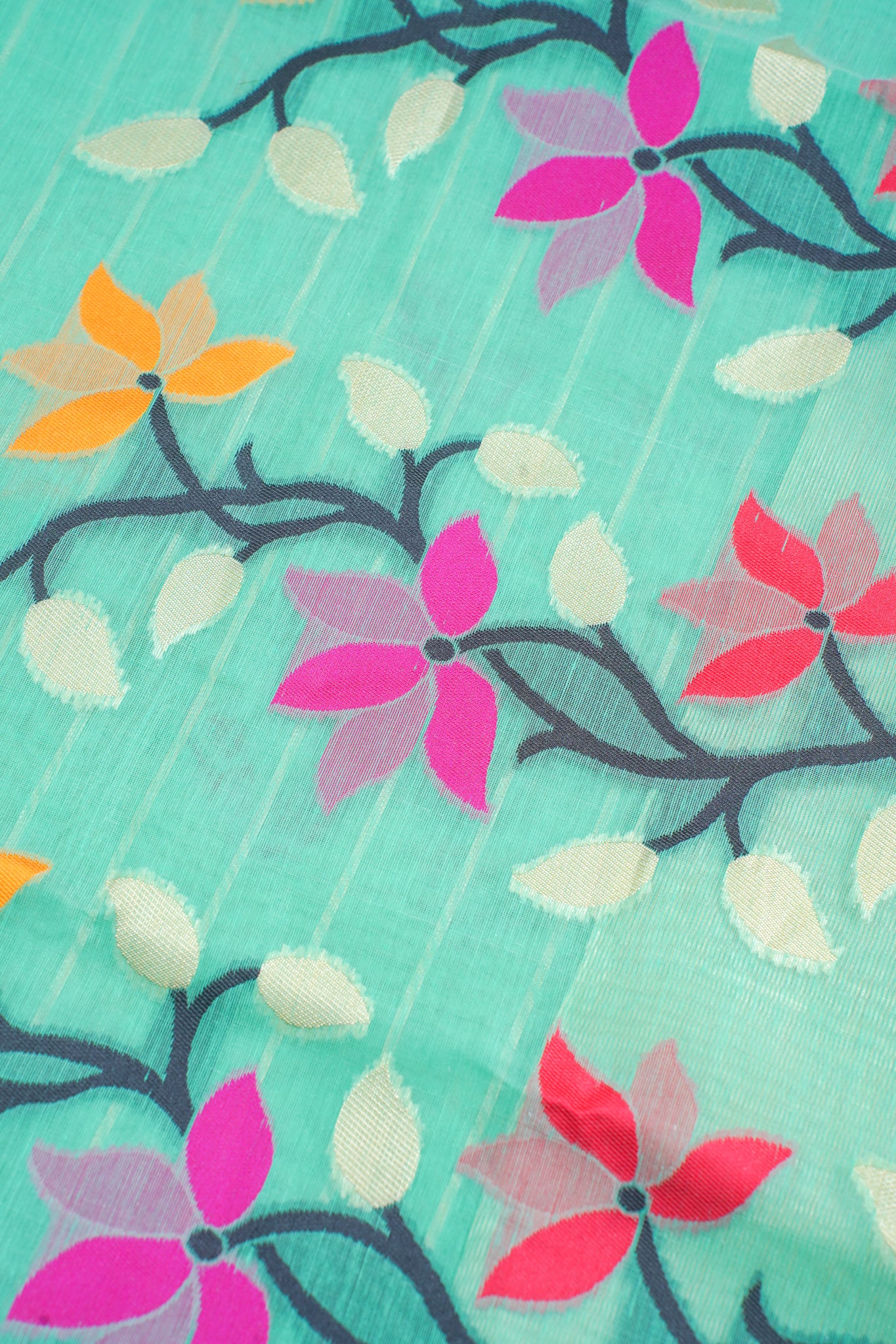 Green Cotton Jamdani Saree