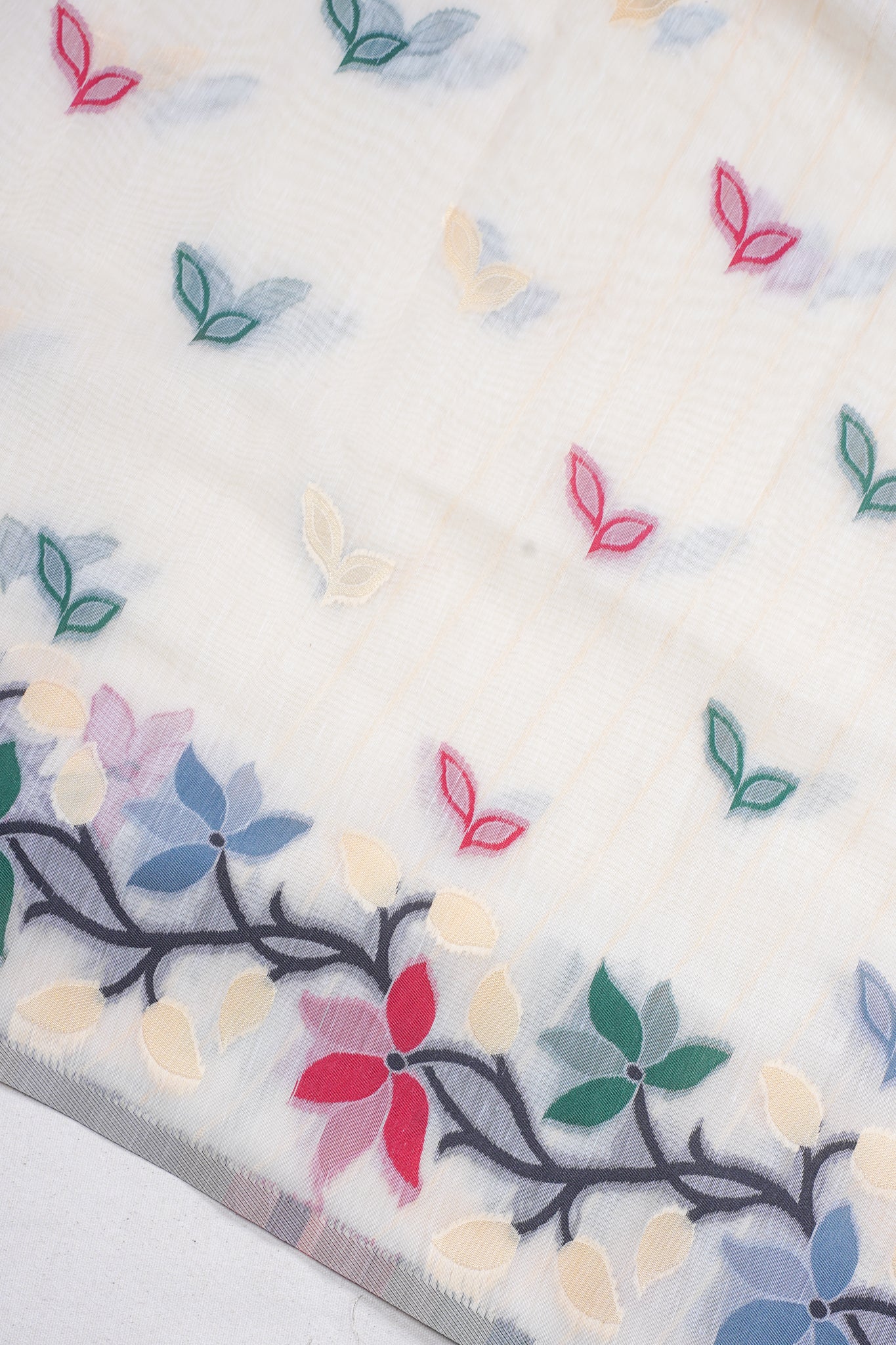Off-White Cotton Jamdani Saree