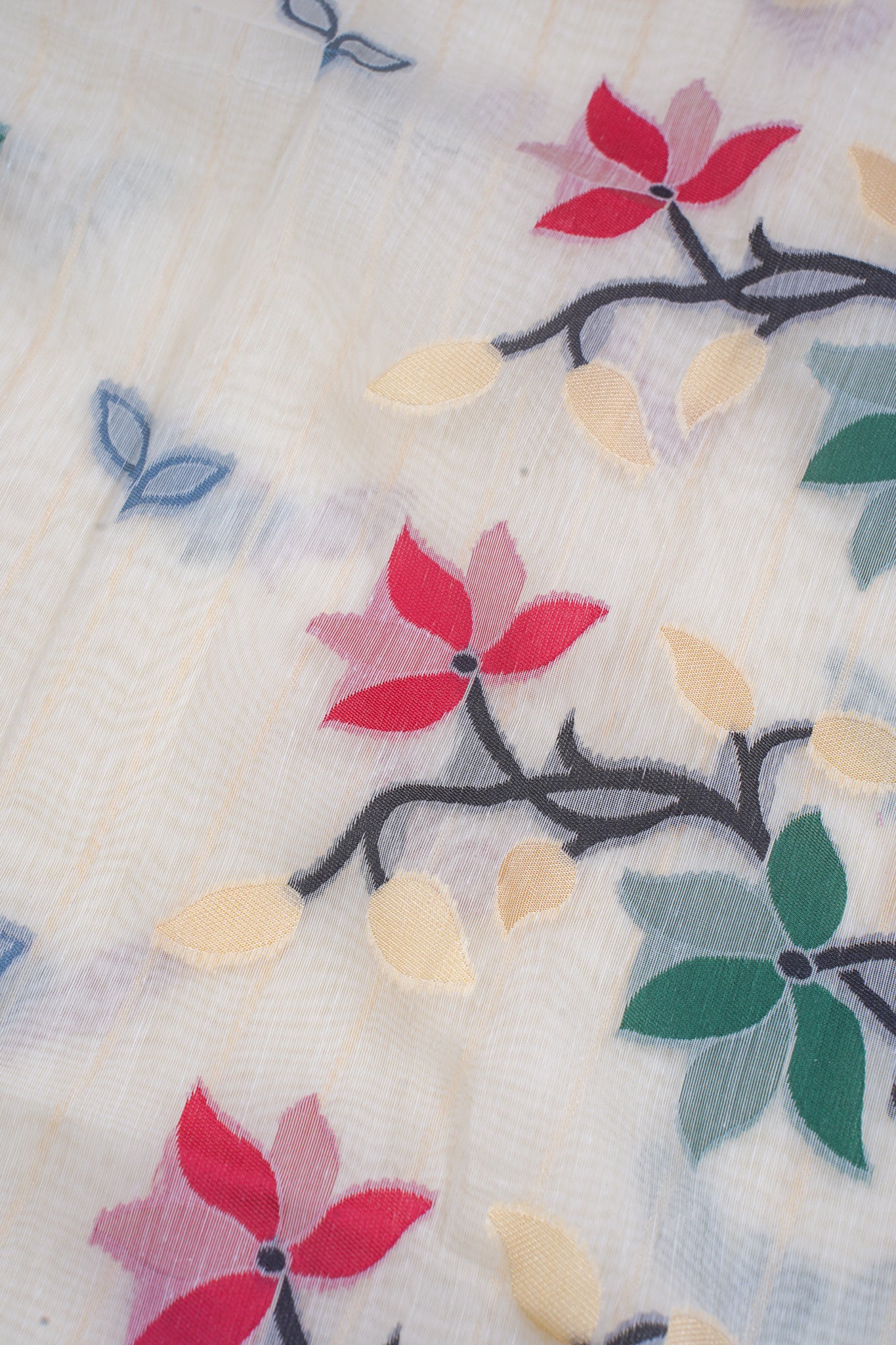 Off-White Cotton Jamdani Saree