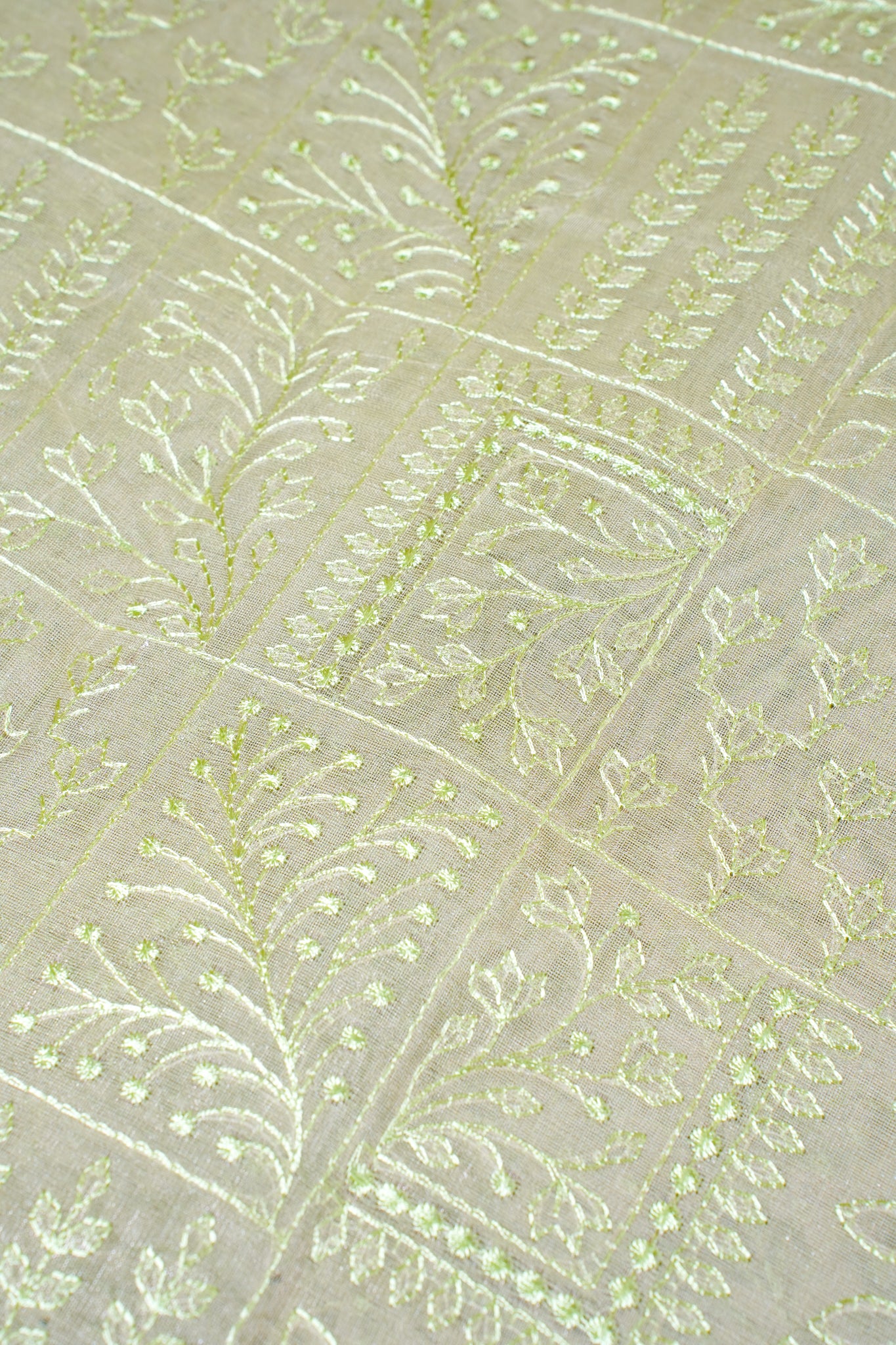 Pastel Green Tissue Silk Saree with Chikankari Embroidery
