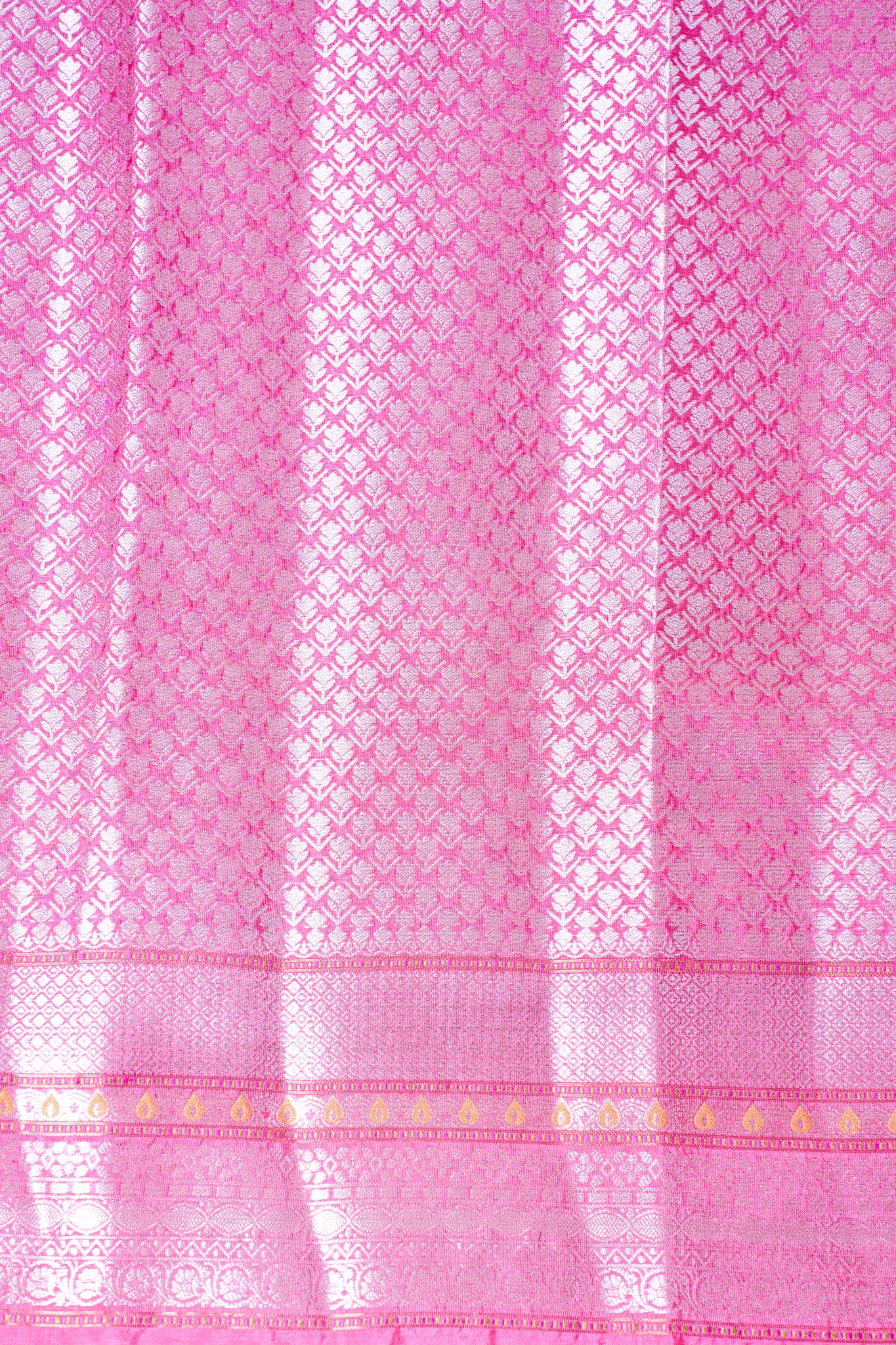 Bright Pink Warm Silk Banarasi Jaal Saree