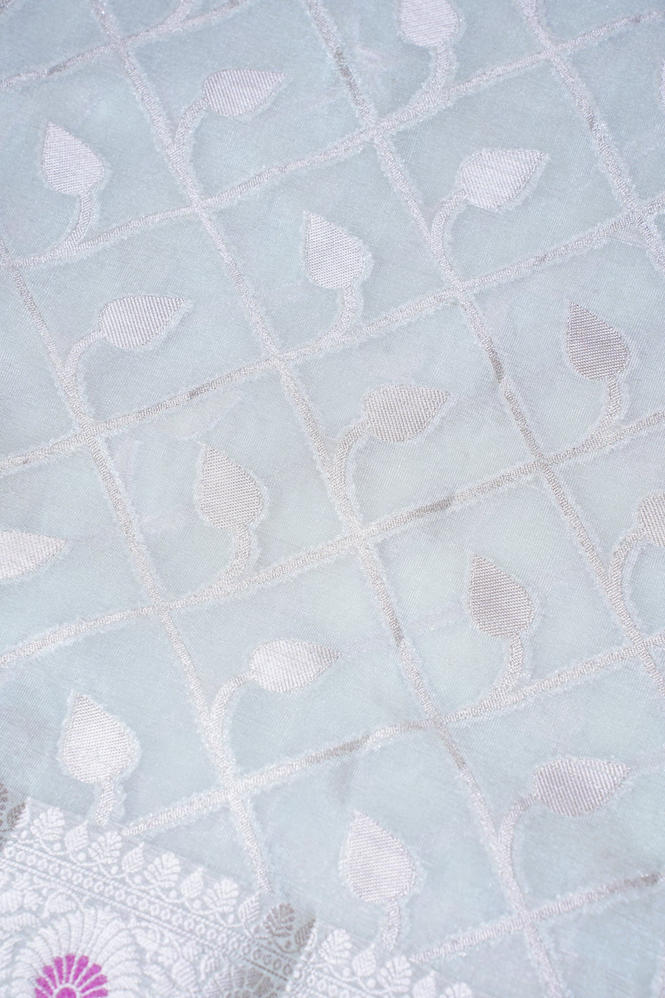 Ice Blue Warm Silk Banarasi Minakari Jaal Saree