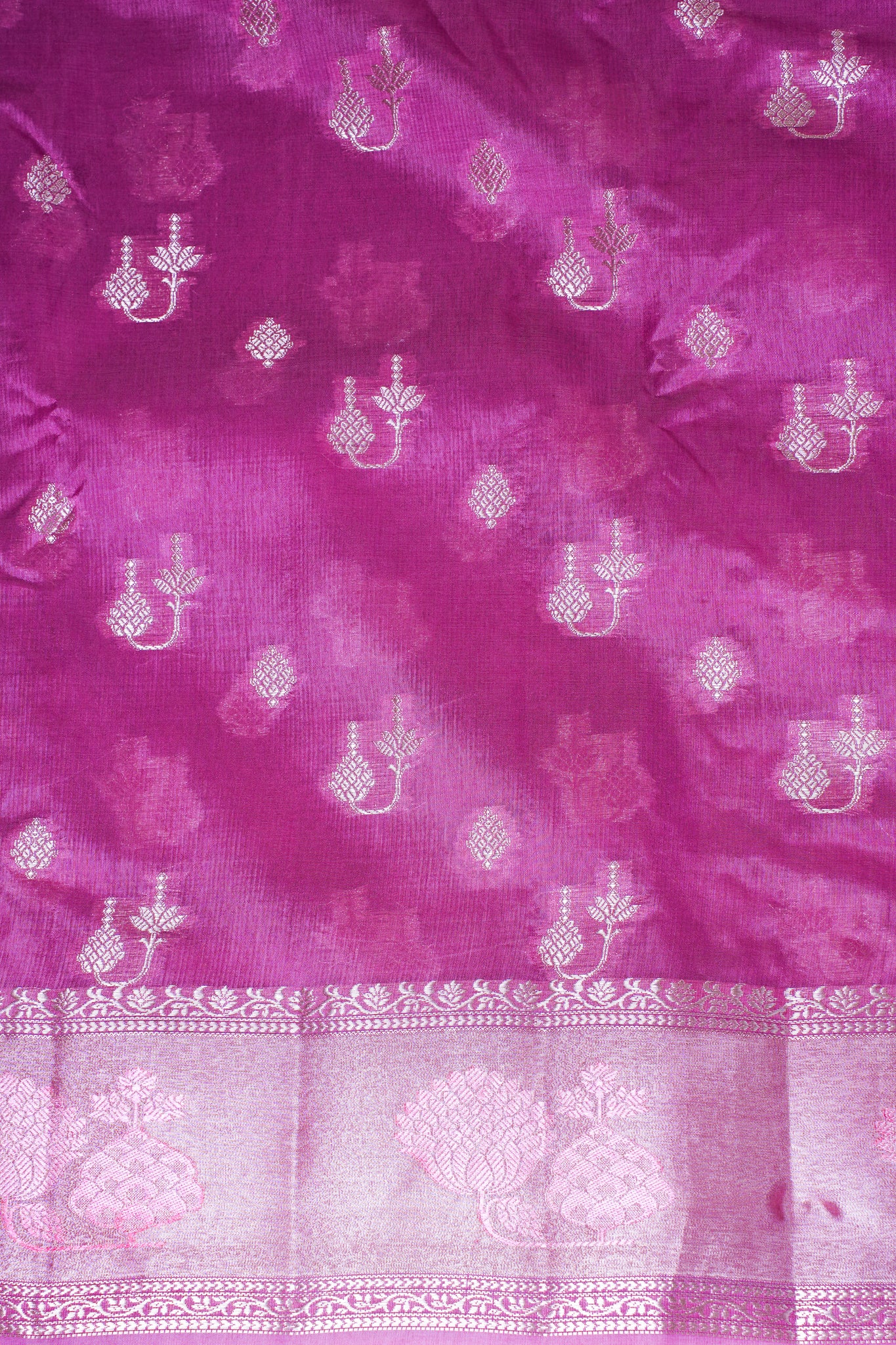 Rosy Pink Warm Silk Banarasi Buta Saree